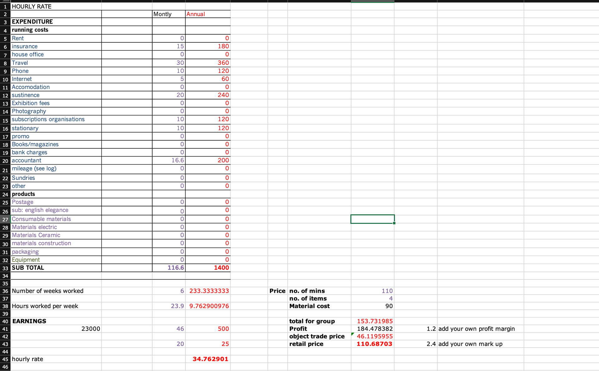 CJ spreadsheet