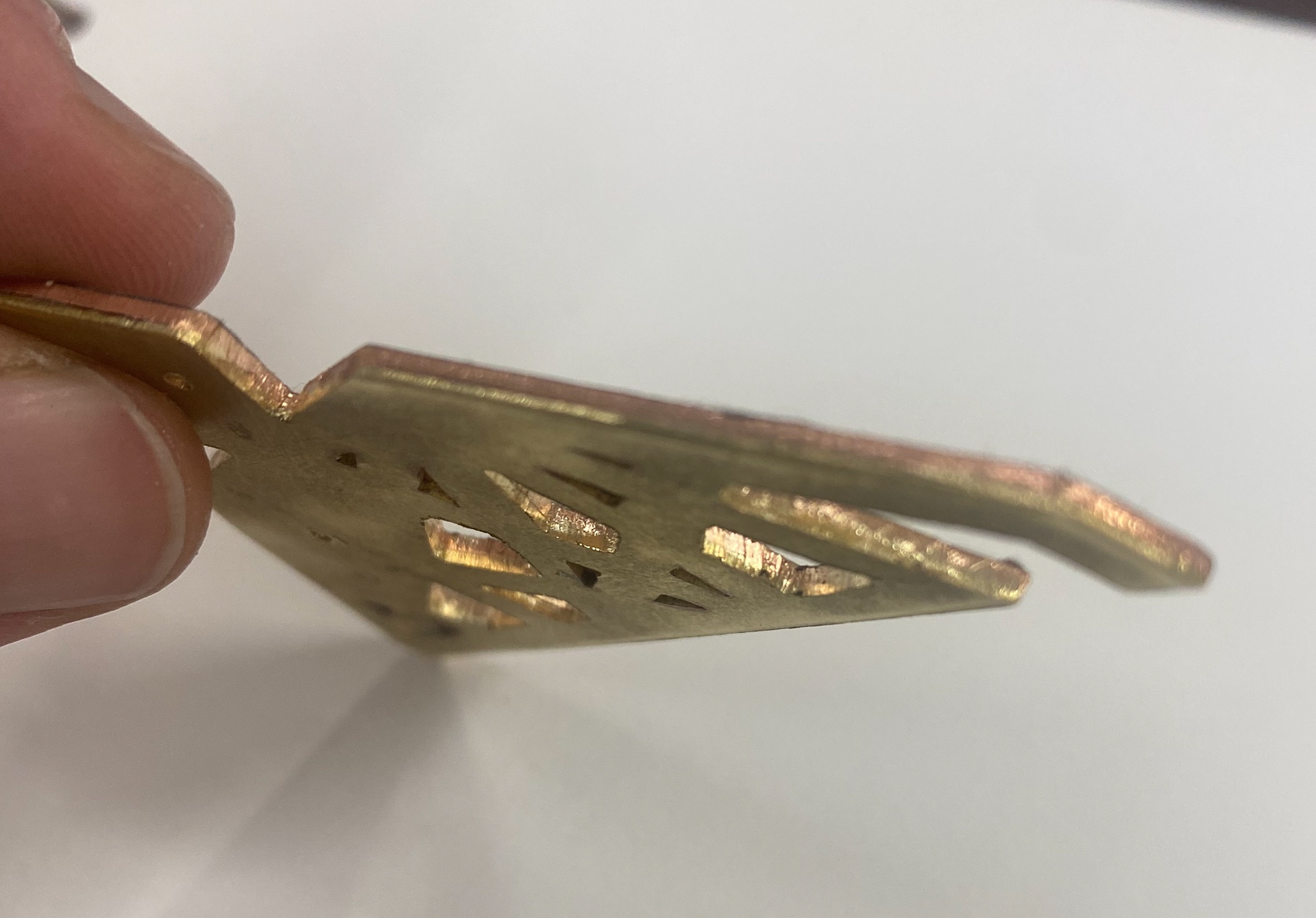 Side view of the joined pieces