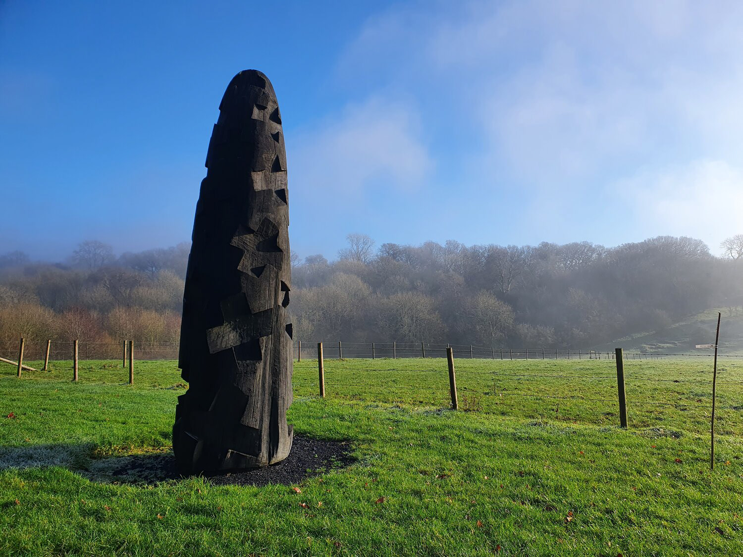 David Nash 'Black flame column'