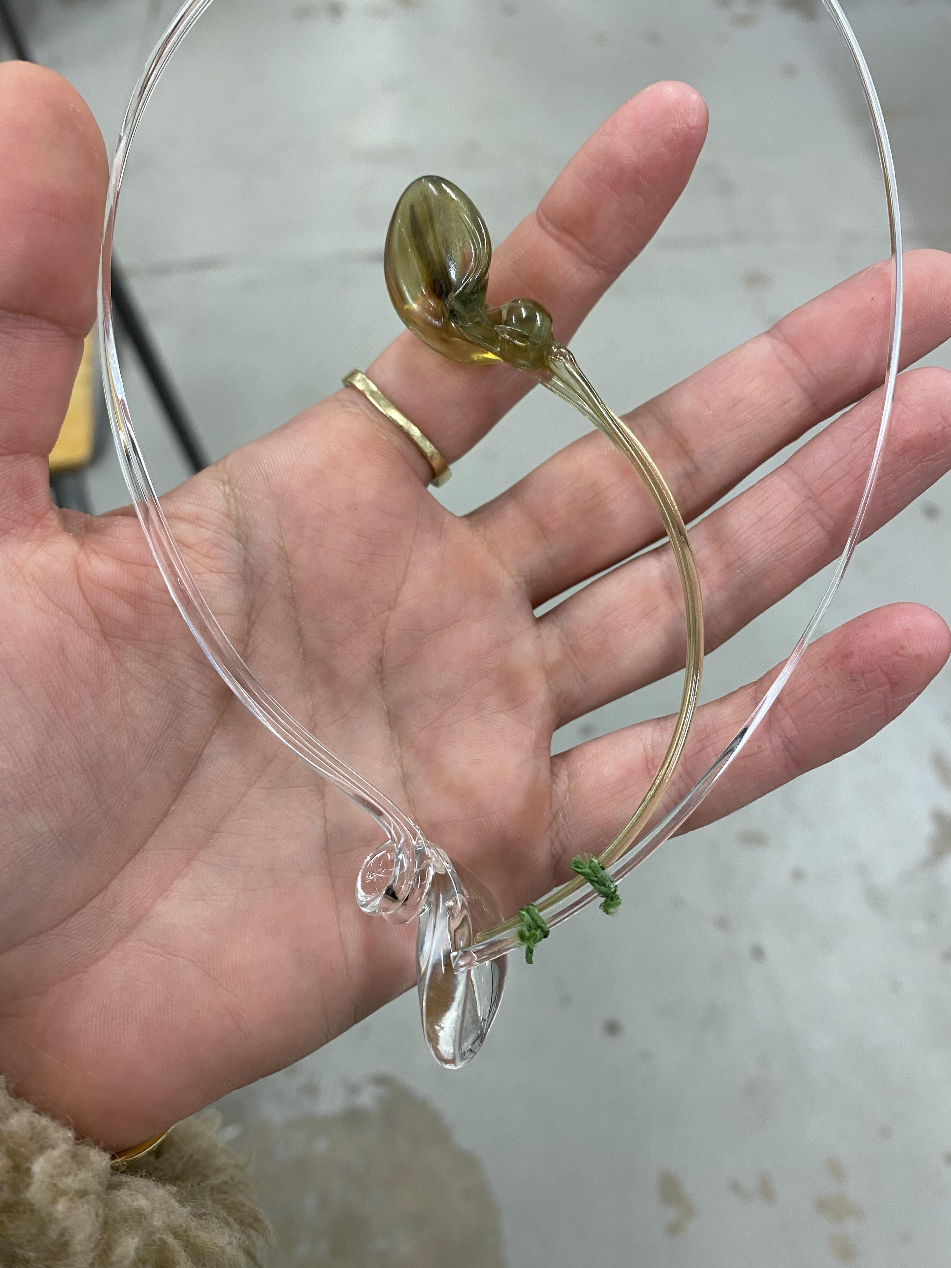First pieces of practicing attaching the glass using knots