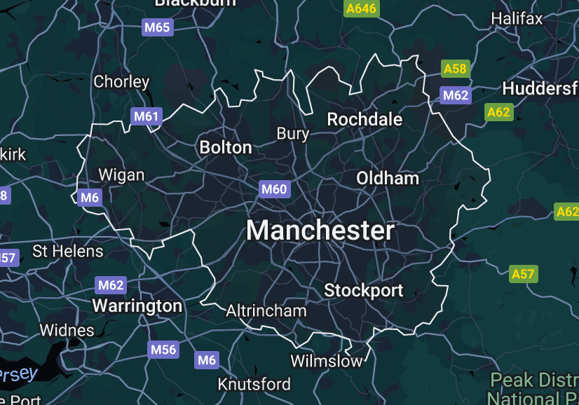 Outline of Greater Manchester area
