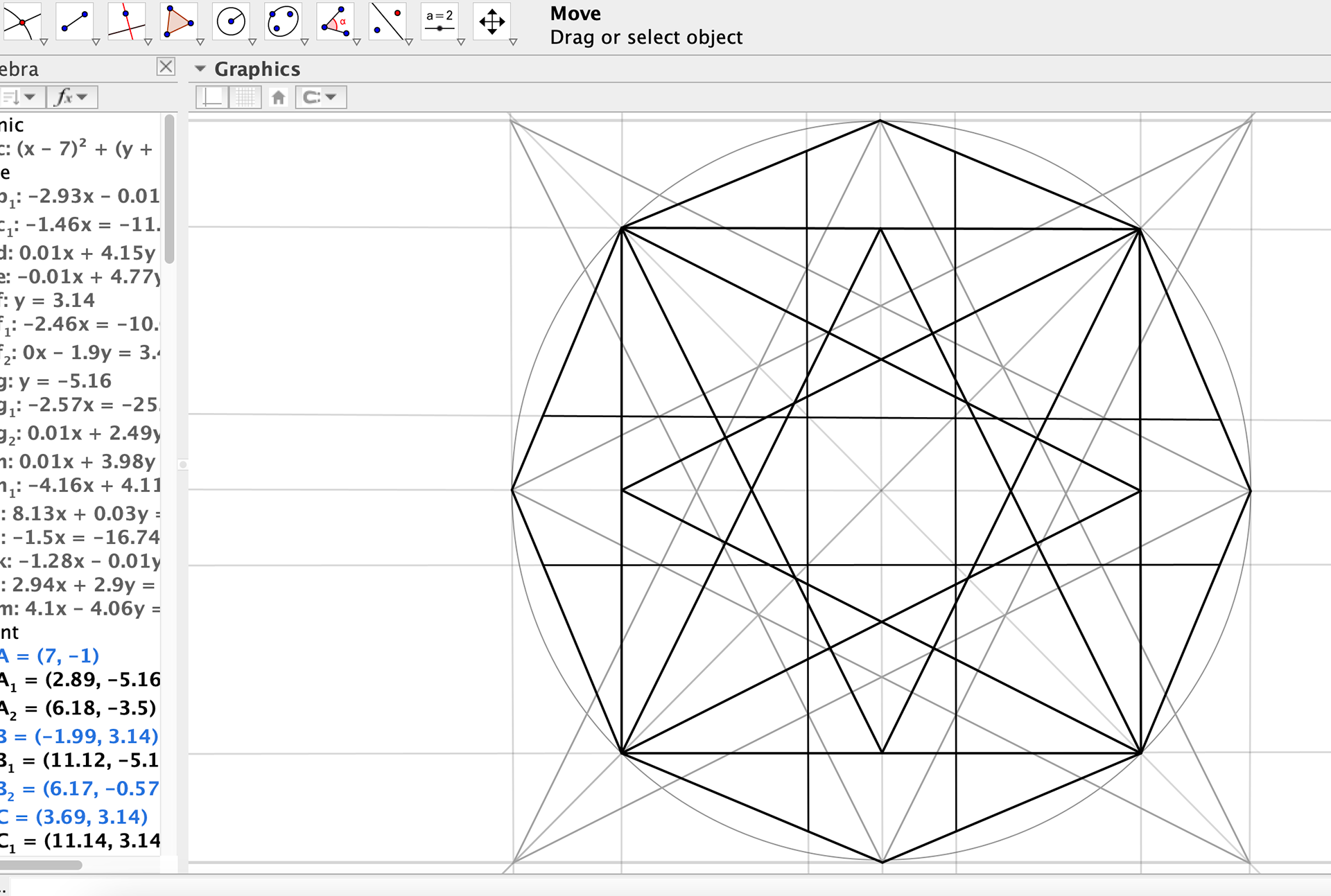 Pattern drawn from construction lines