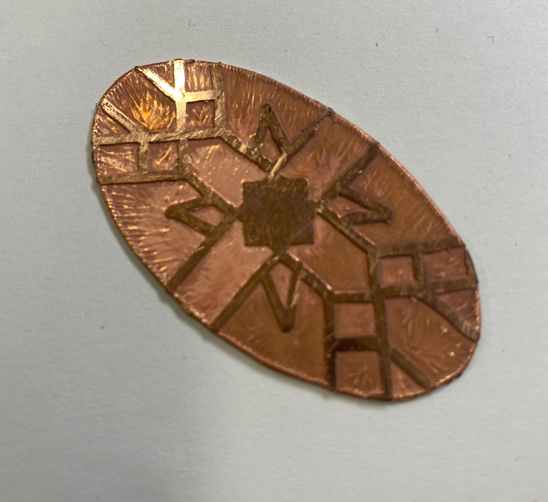 Flat form after being etched