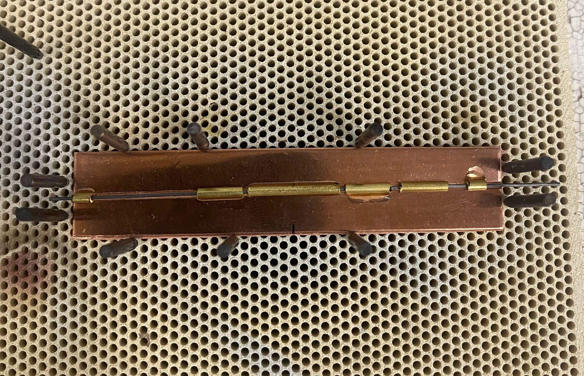 Tube ready to be soldered with flux on