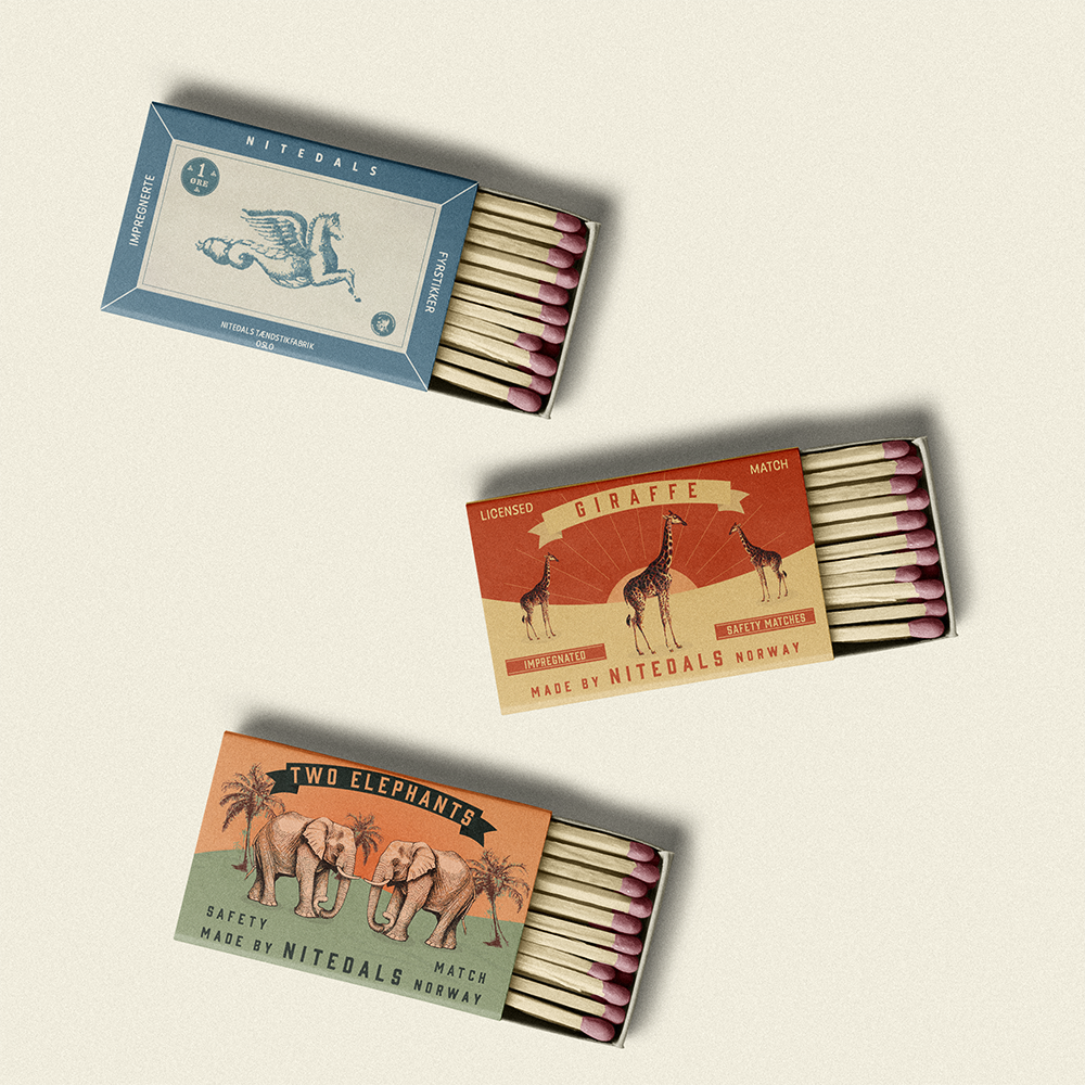 Redesign of Nitedal's old matchboxes.