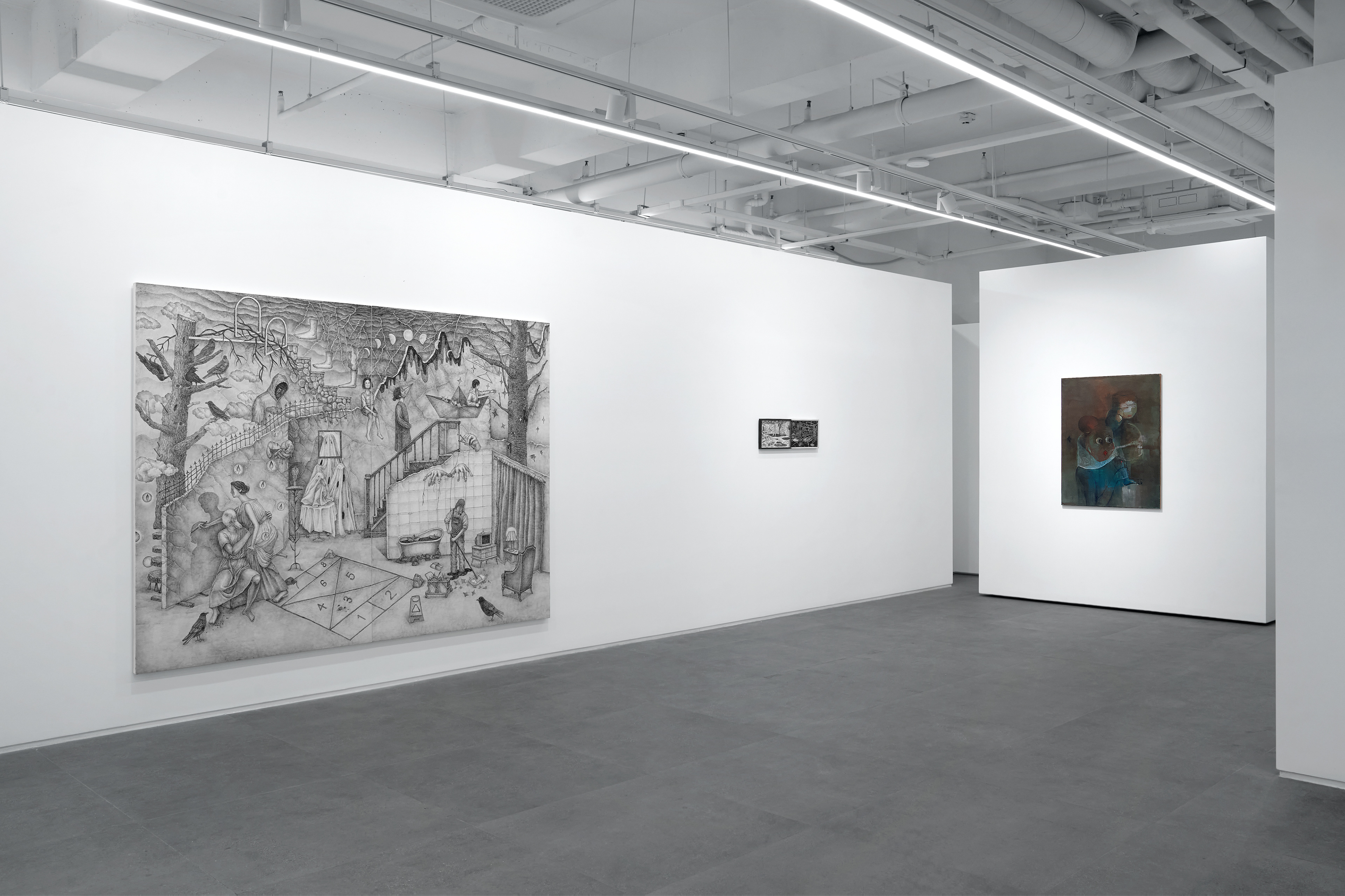 <뒤처진 새> 전시전경, 원앤제이갤러리