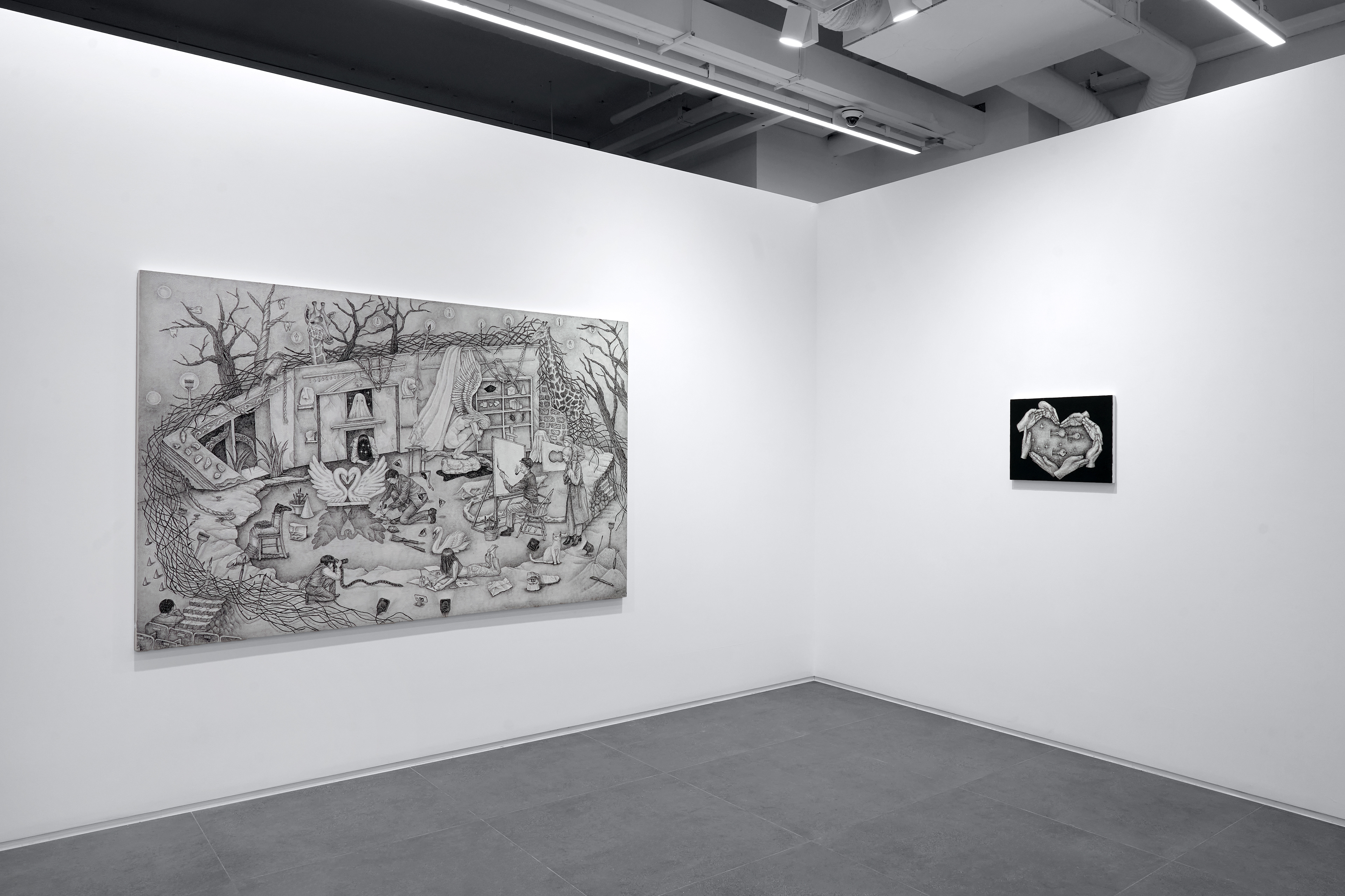 <뒤처진 새> 전시전경, 원앤제이갤러리