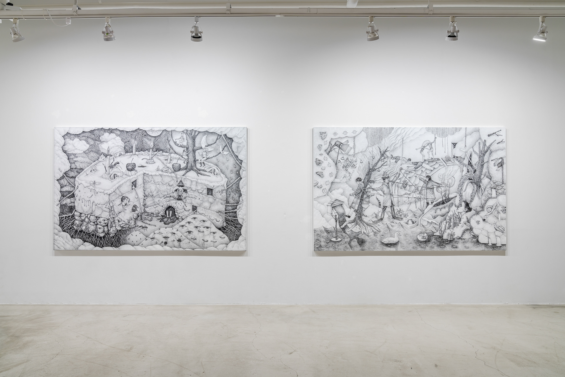 <소문과 빌런의 밤> 전시전경, 우민아트센터