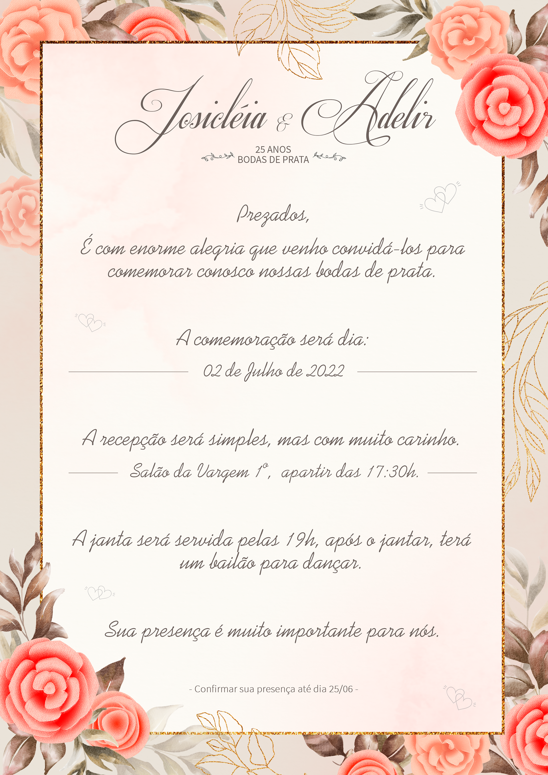 Convite de bodas de prata [Verso]