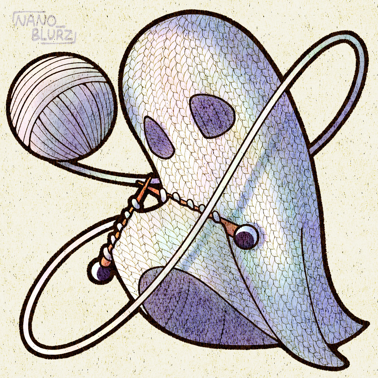 Knitted Ghost Halloween Sticker Design