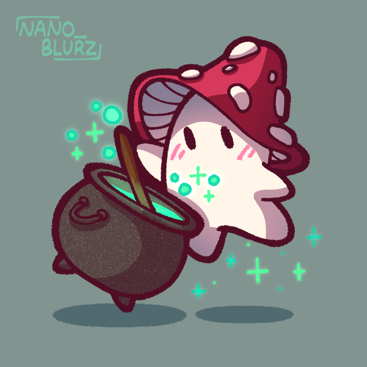 Cauldron Mushroom Sticker Design (Modern Coloring)
