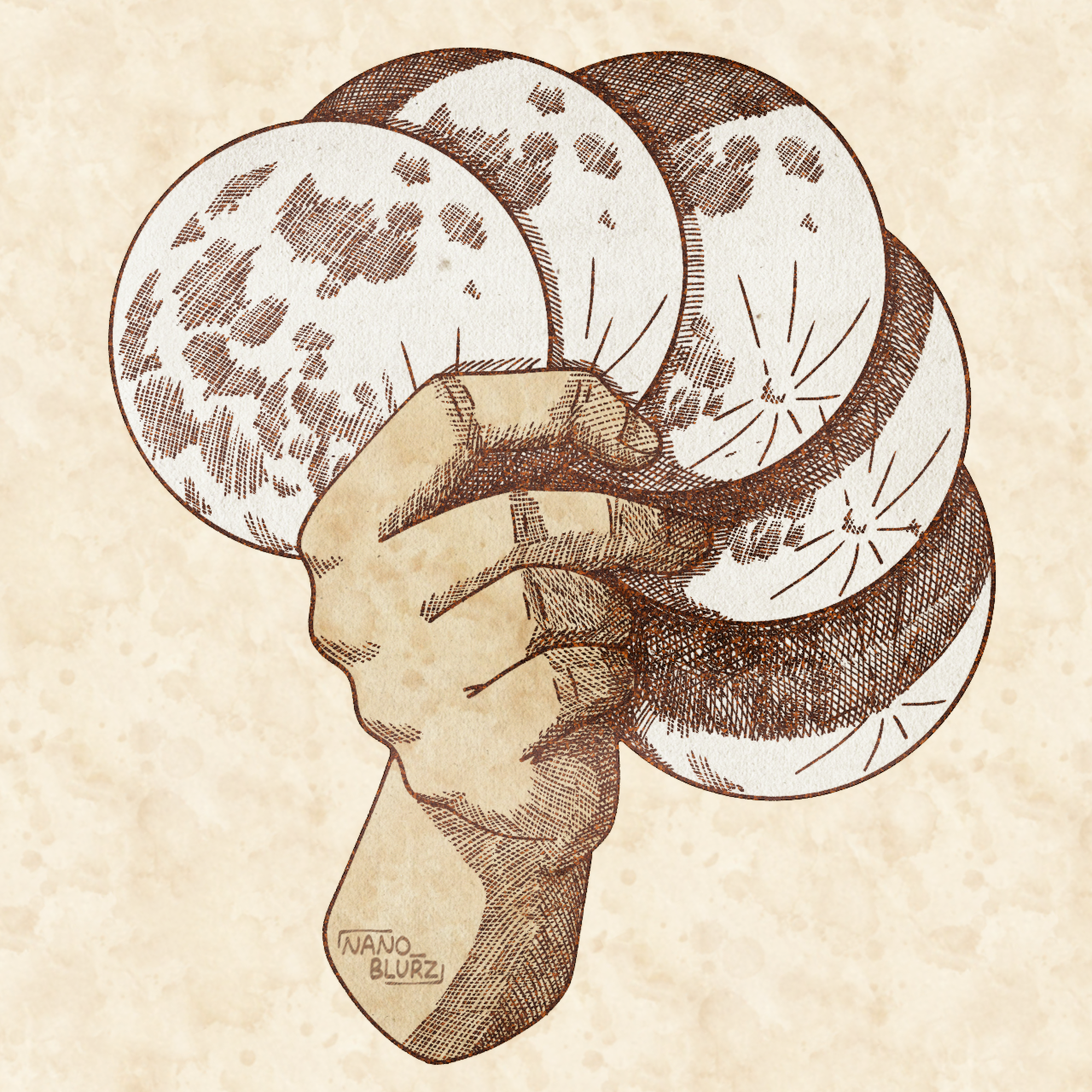 Hand of Moon Phases Sticker Design