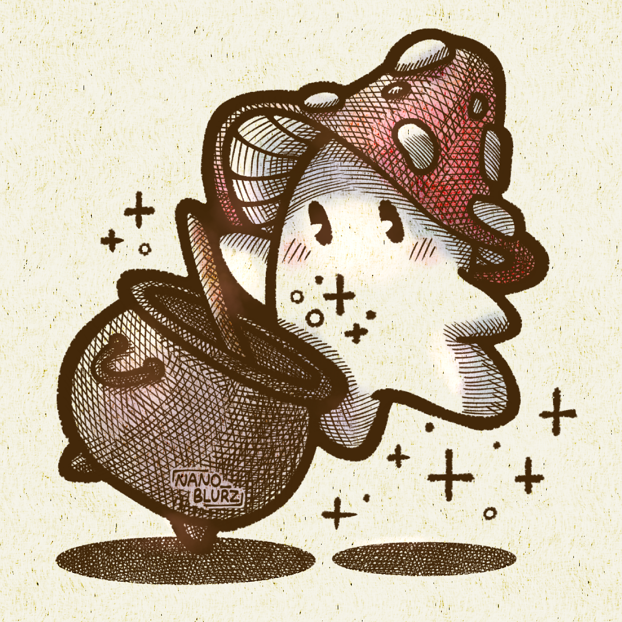 Cauldron Mushroom Sticker Design
