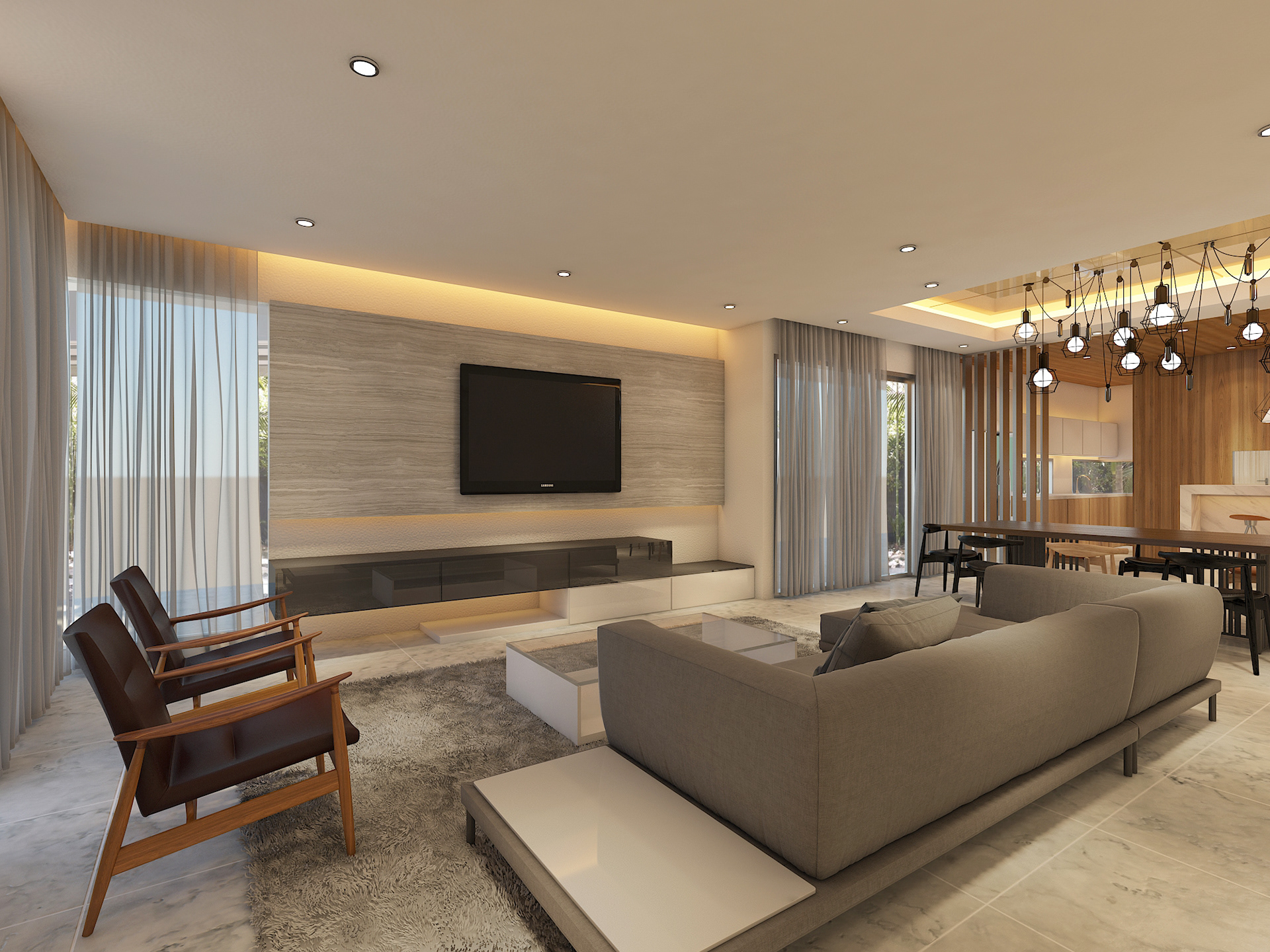 Living Area Design , CLOVER GARDEN RESIDENCE - MODERN CONTEMPORARY