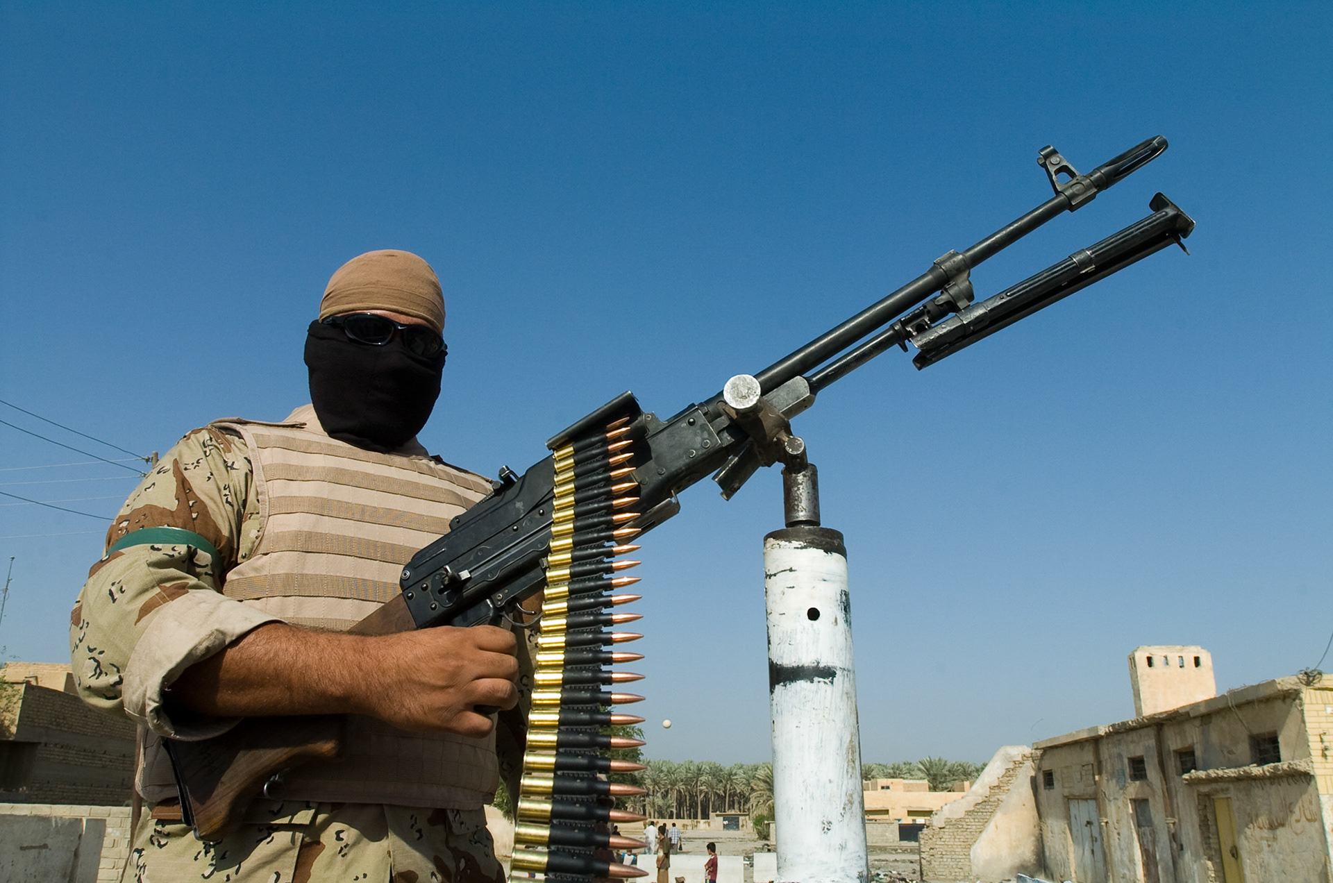 An Iraqi soldier securing a polling station during an election in Yousifia, south of Baghdad.