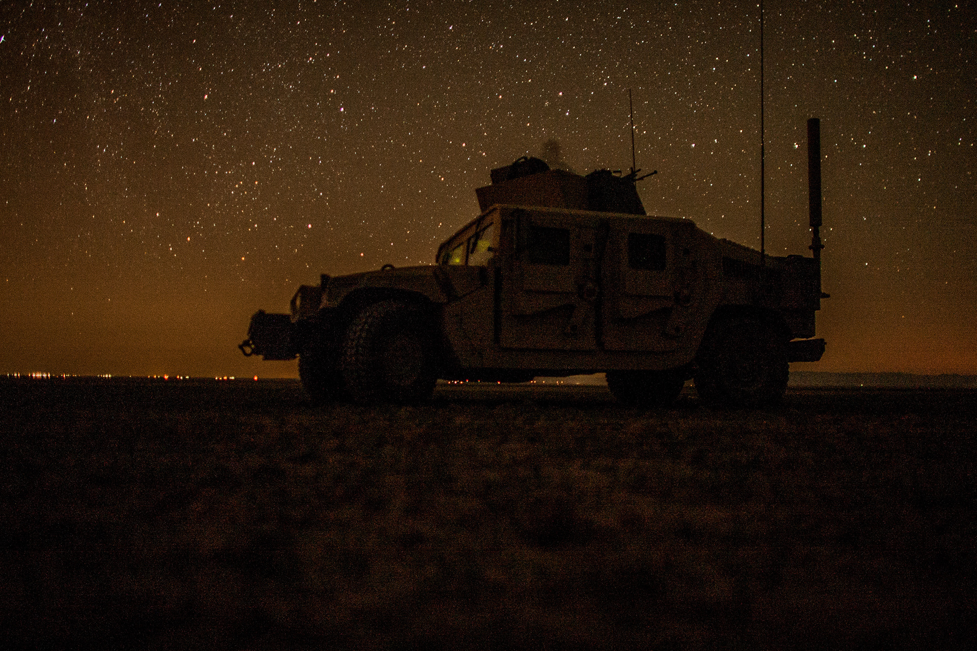 American soldiers in a Humvee  along the Syrian border, Ninevah province, Iraq.