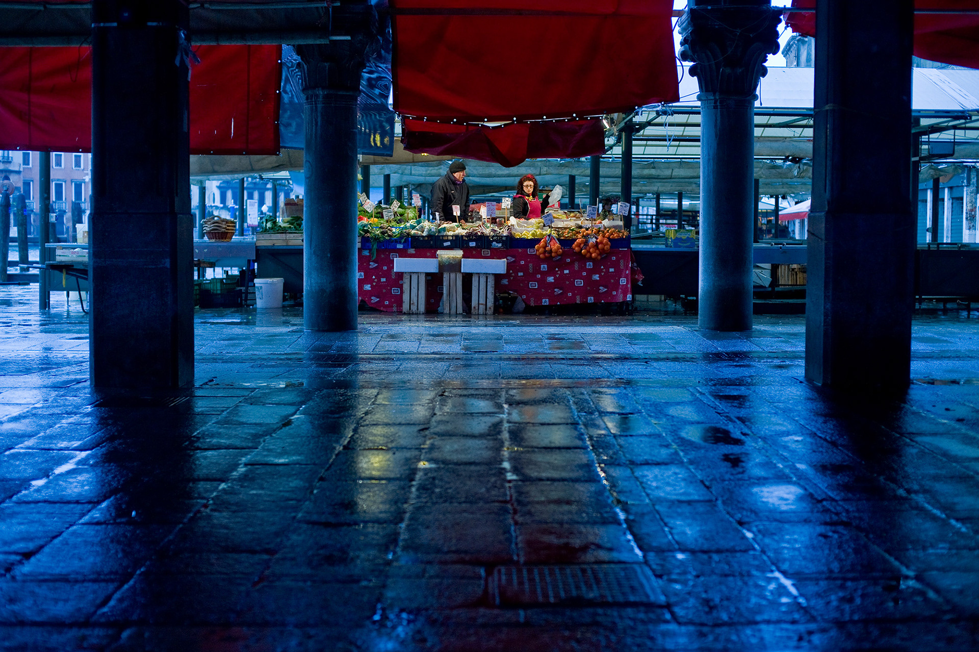 Fish market just after closing in Venice, Veneto, Italy