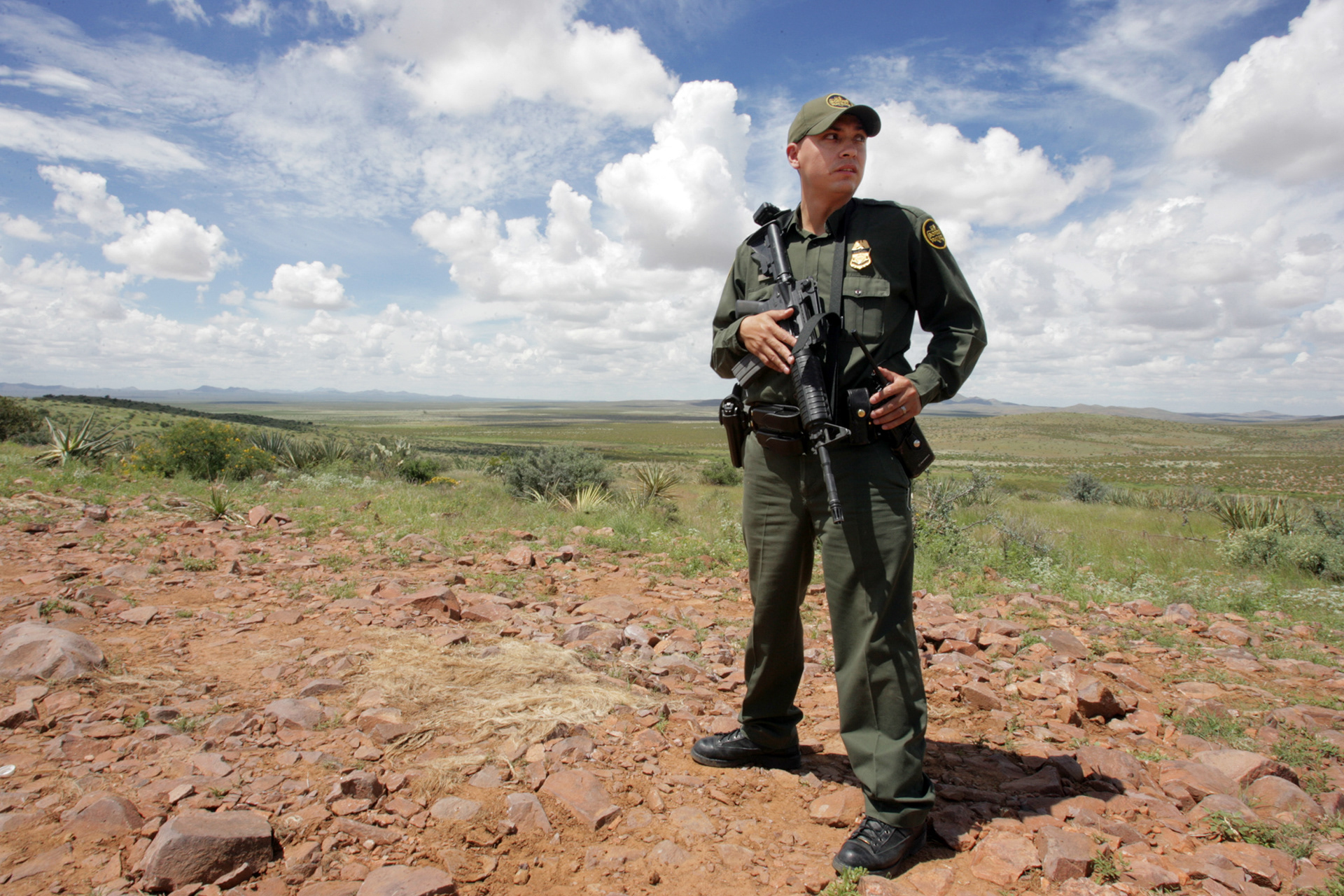 US Border Patrol Agent Julio Soto on the US Mexico border.