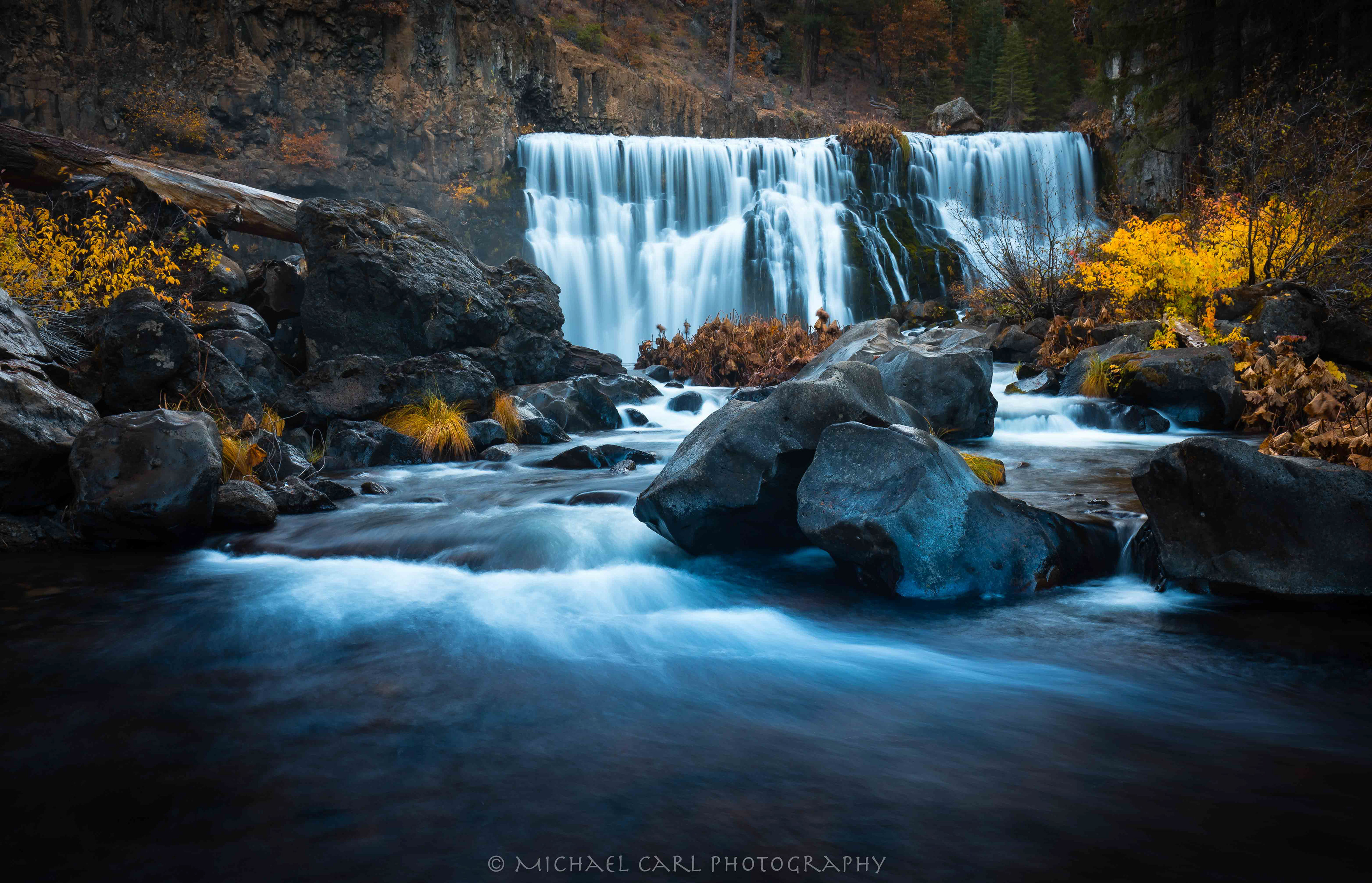 Waterscape photography of McCloud River Falls.