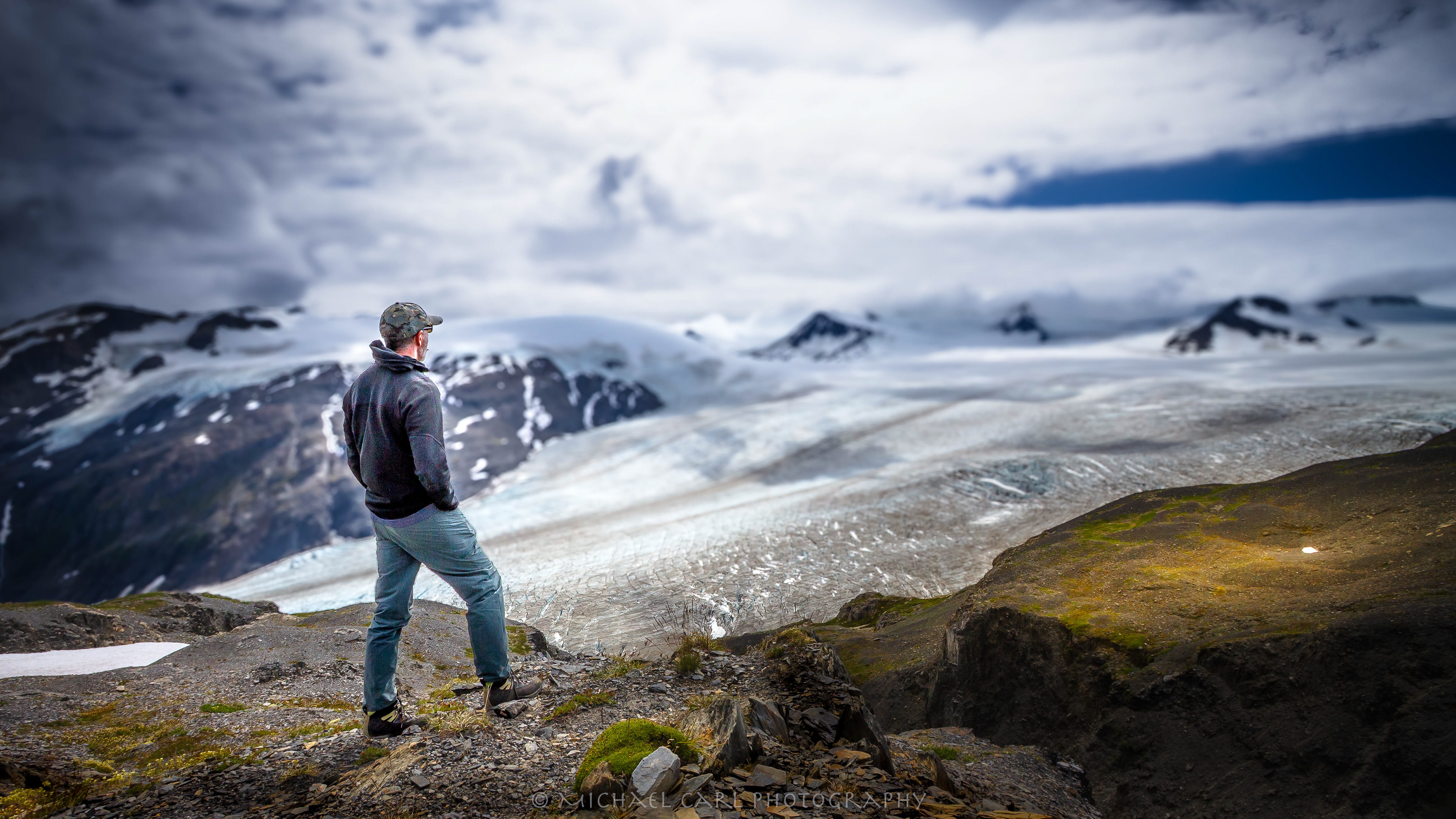 Alaska is the ultimate place for outdoor adventure photography.  The Harding Icefield comes into view after a hiking from the base of Exit Glacier in Kenai Fjords National Park.