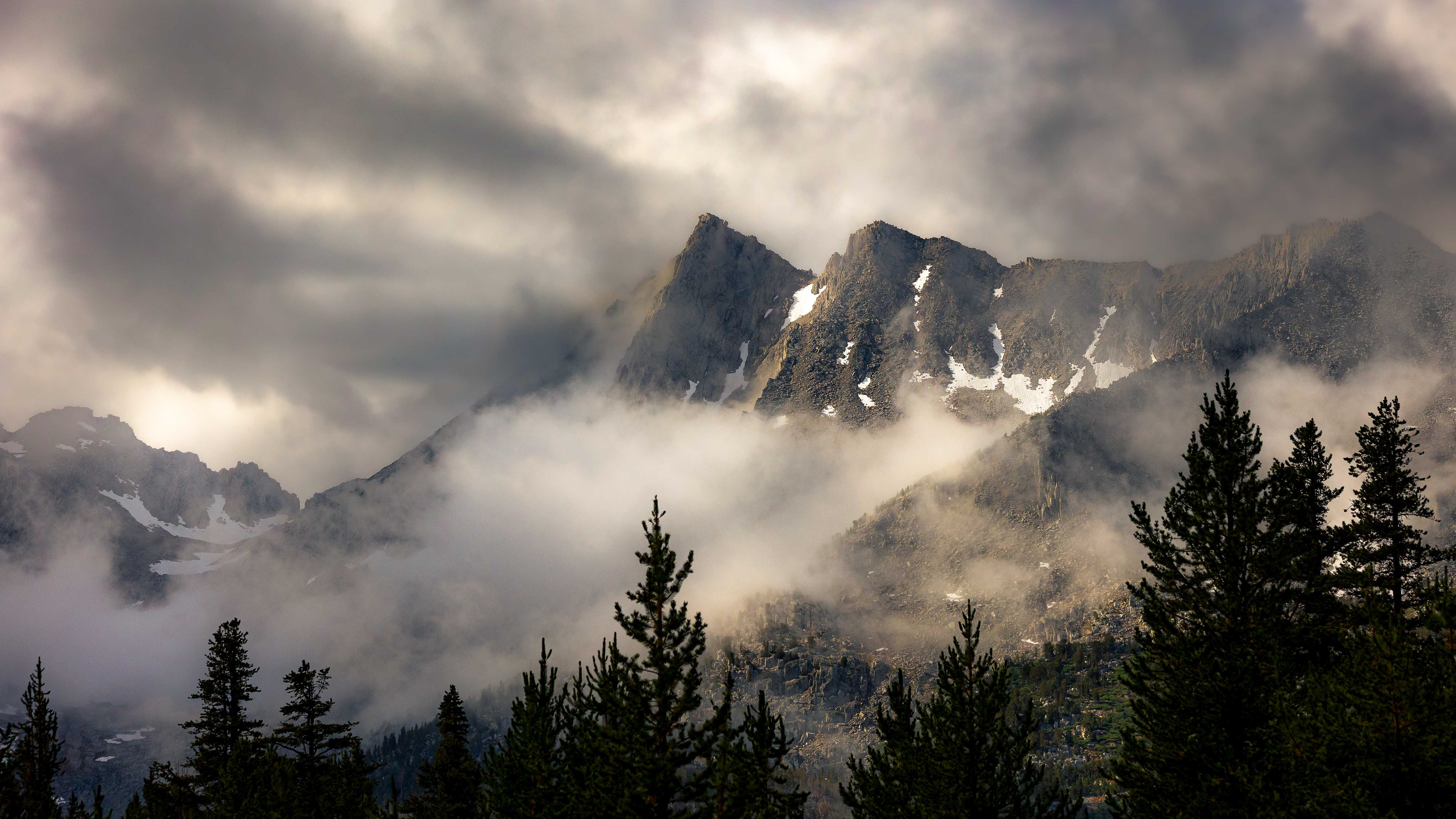 Sierra Nevada Mountains photography of clearing storm over Mono Pass