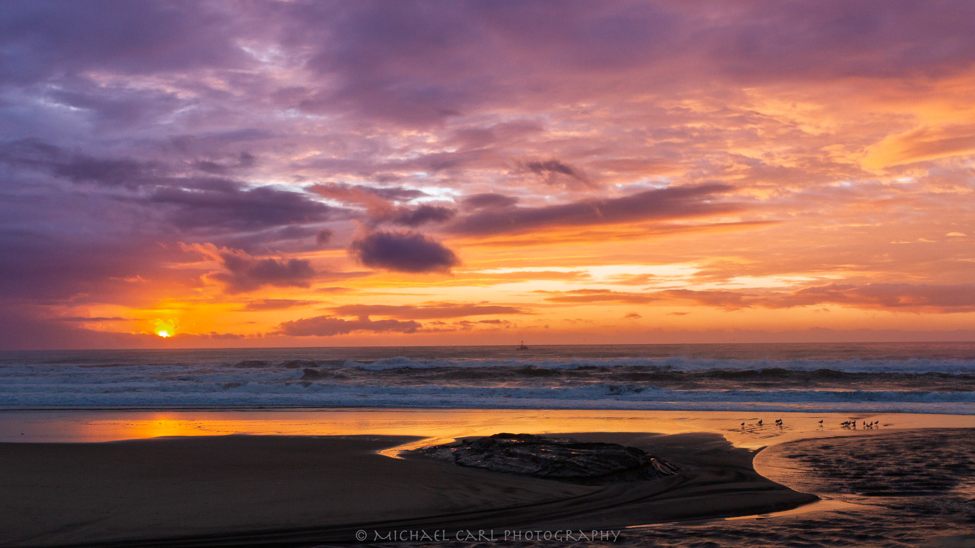 Seascape photography of sunset along California Coast