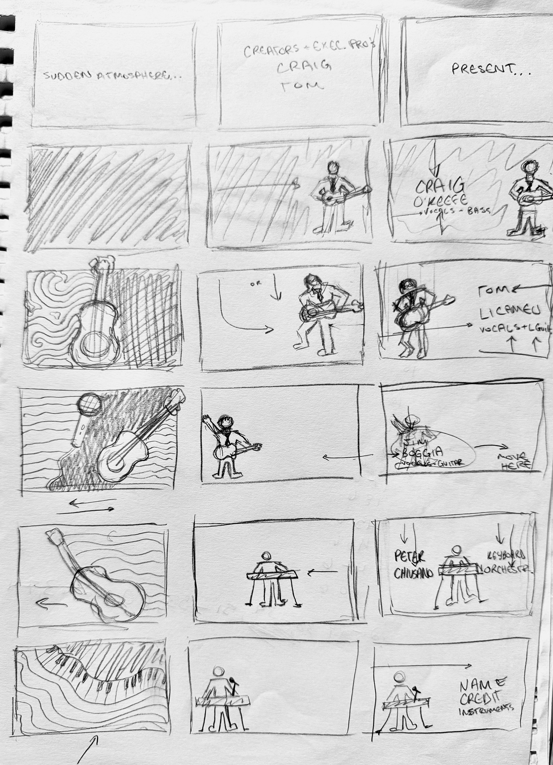 Sketches of thumbnails to capture the movement and compositions for the piece