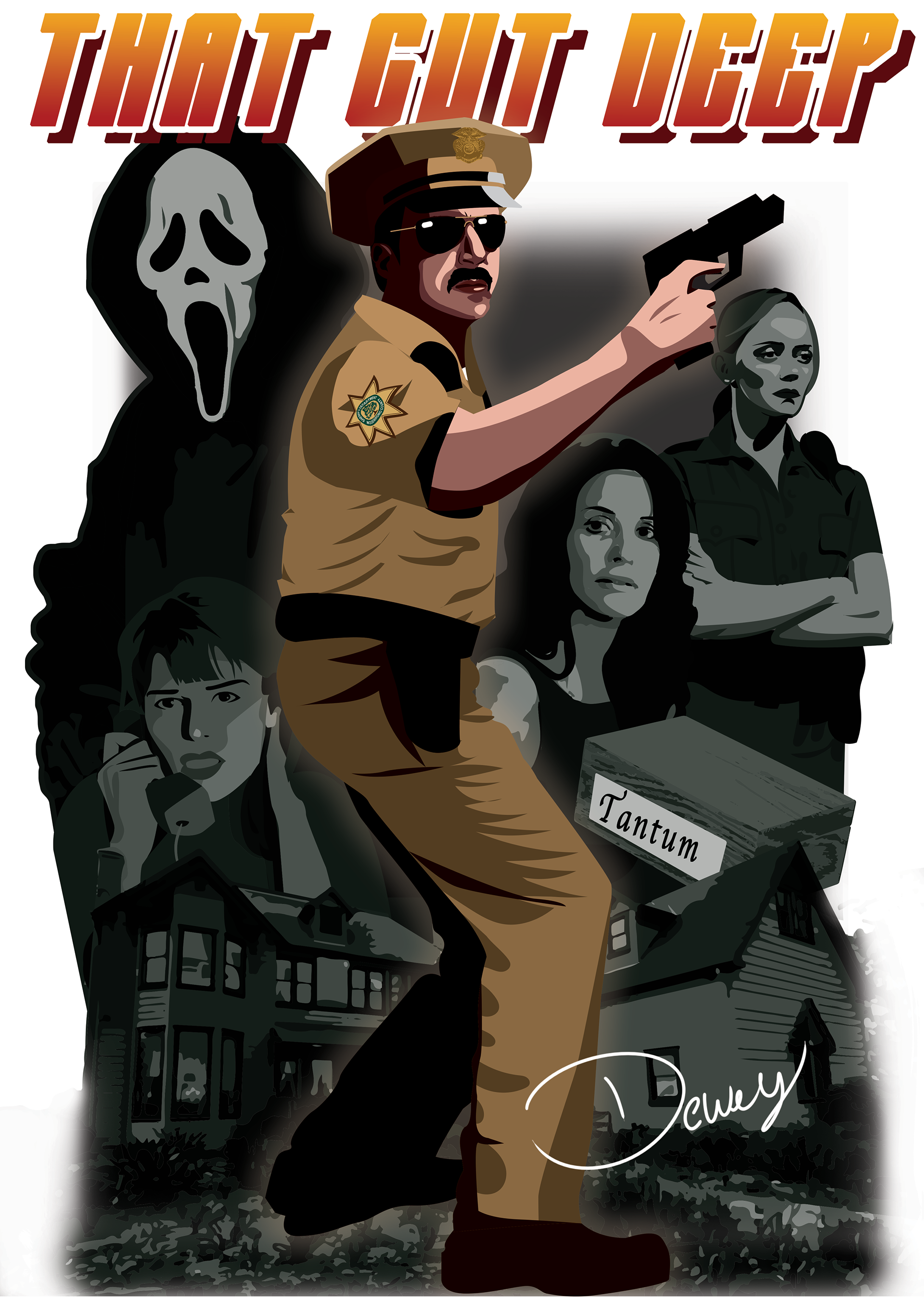 Estampa do filme "Pânico", personagem Dewey