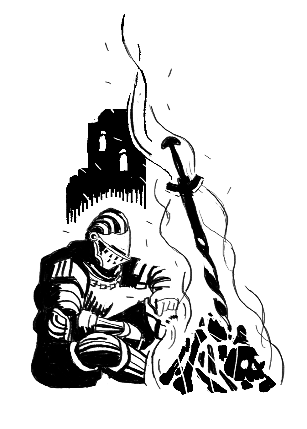 tattoo commission based on the videogame series "Dark Souls"