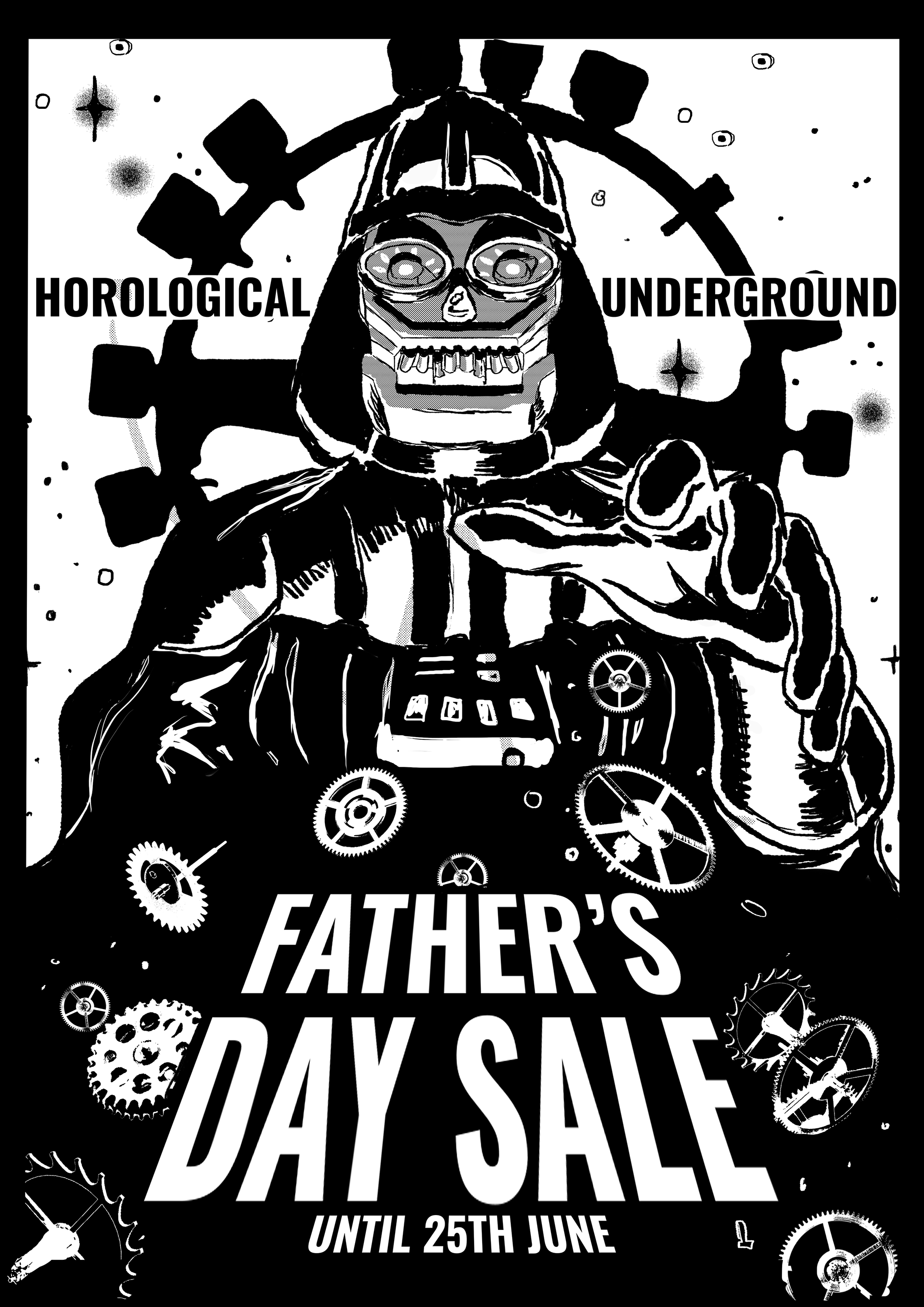 promotional poster for Horological Underground, a vintage watch store in Bristol