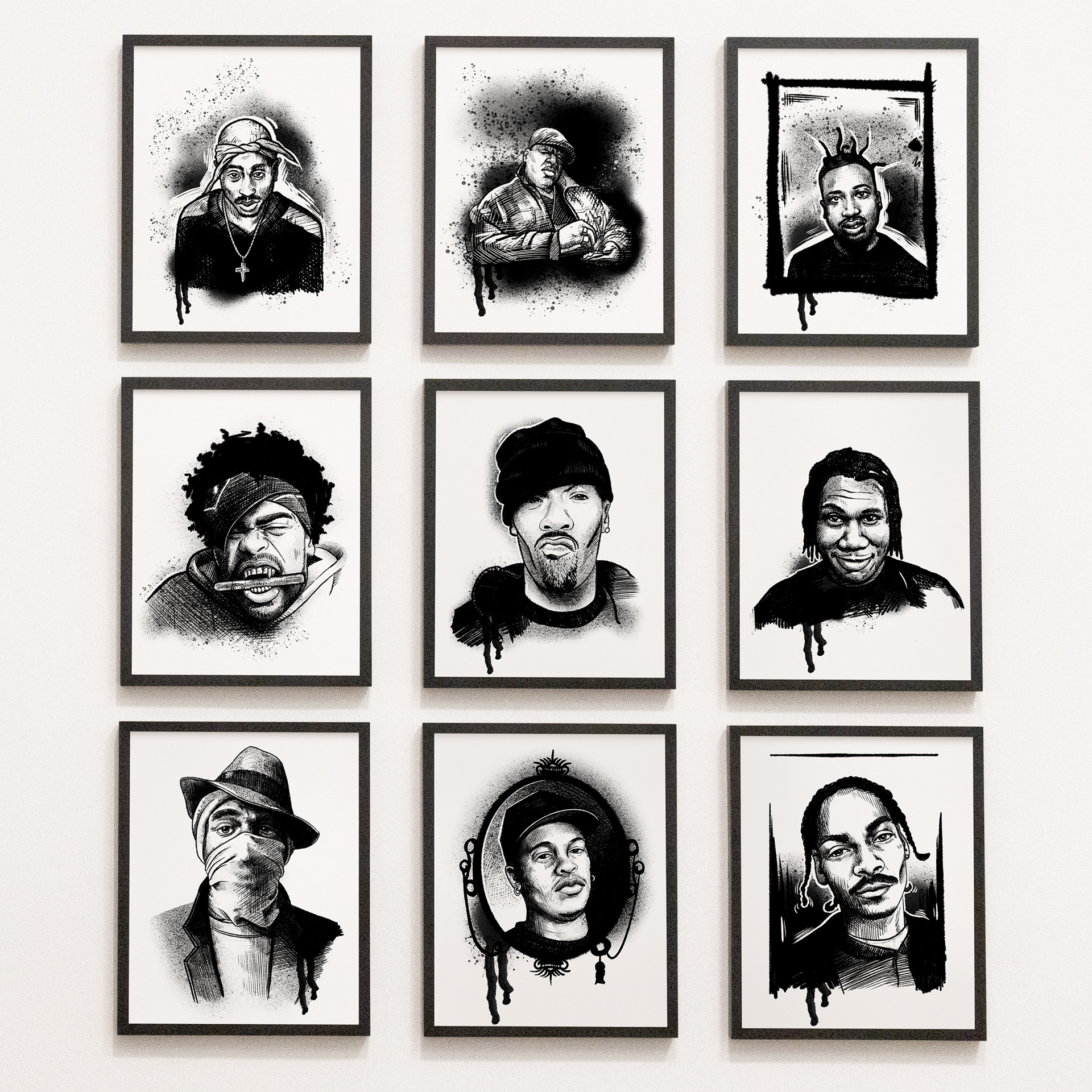 Kurt Achatz Illustration Digital Ink Drawing Portraits