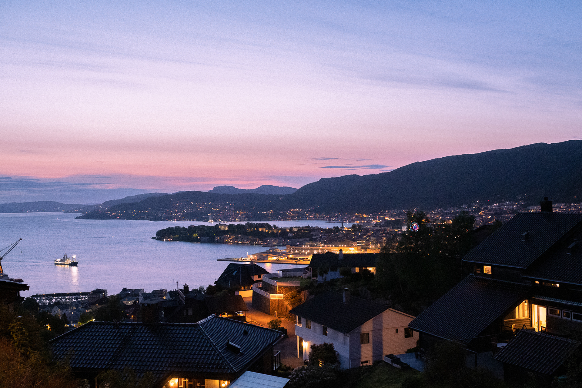Nighttime view from our Airbnb