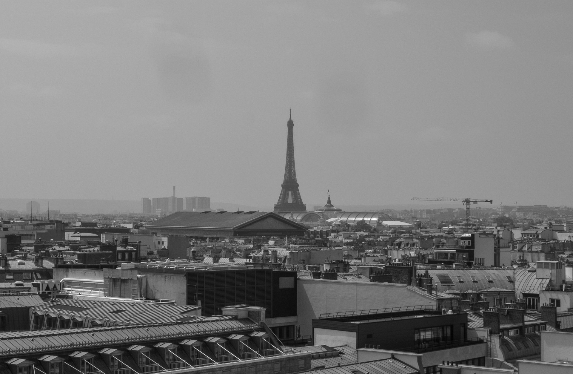 View of Eiffel Tower from the balcony of Galeries Lafayette