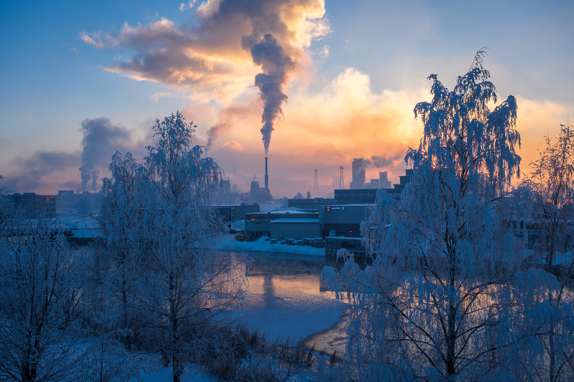 En kald dag i Januar 2024. I Porsgrunn Ved Sundgjordet og Down town