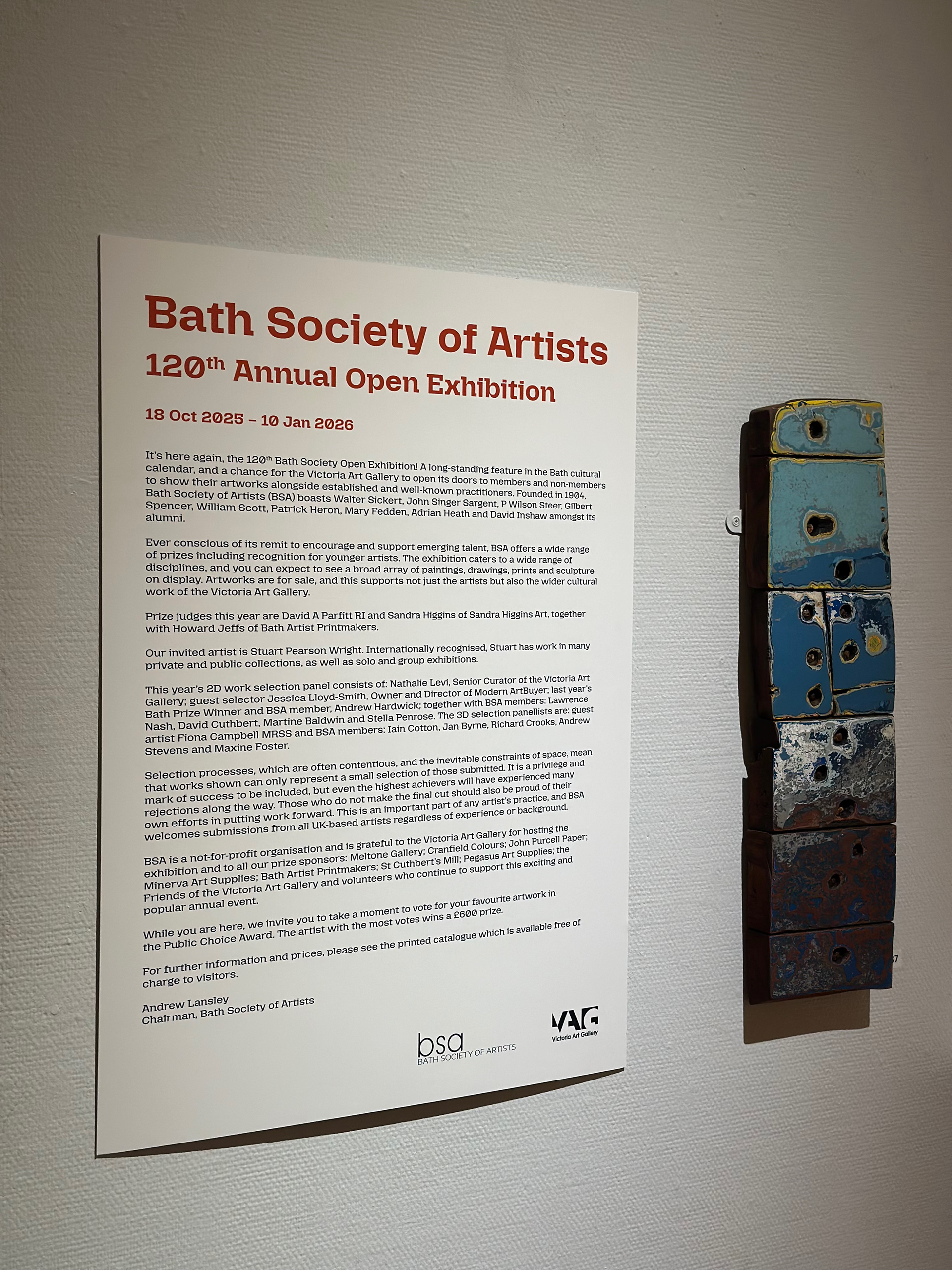 Wall label for ‘Stairs II’ at Victoria Art Gallery