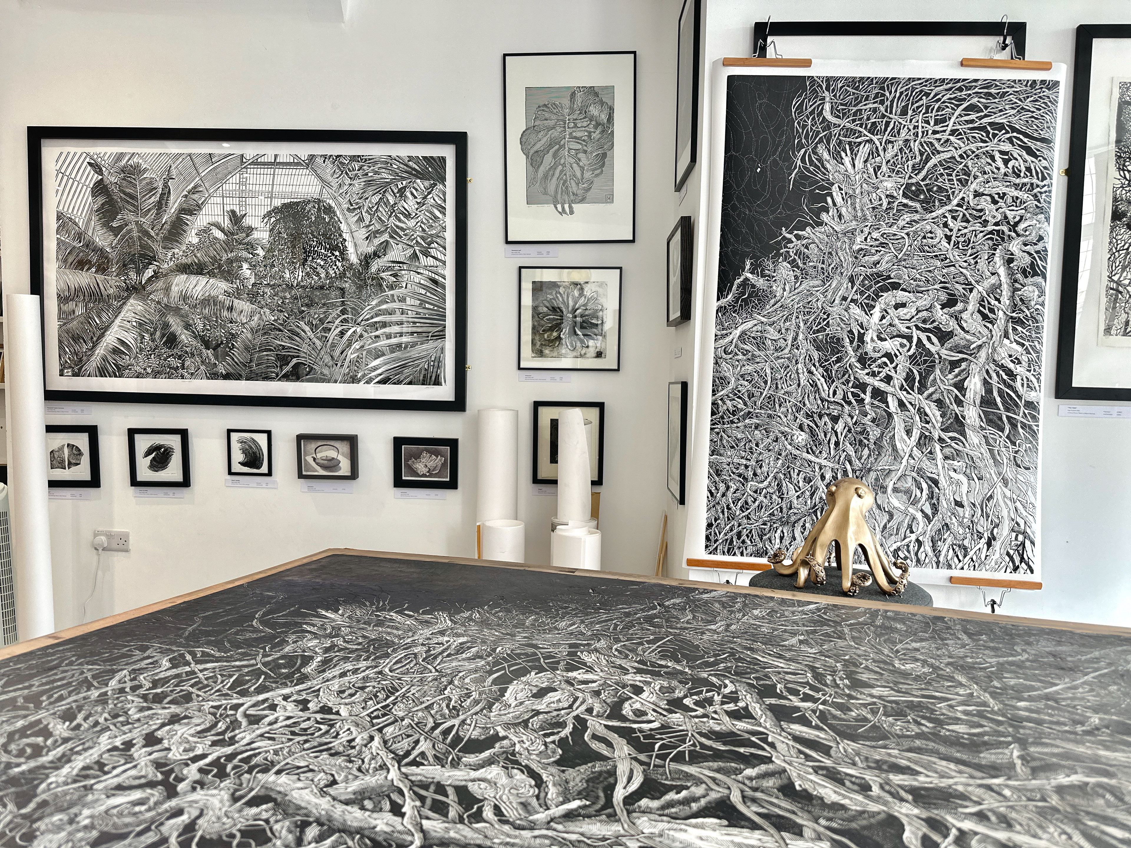 Hand-printing linocut on Somerset paper