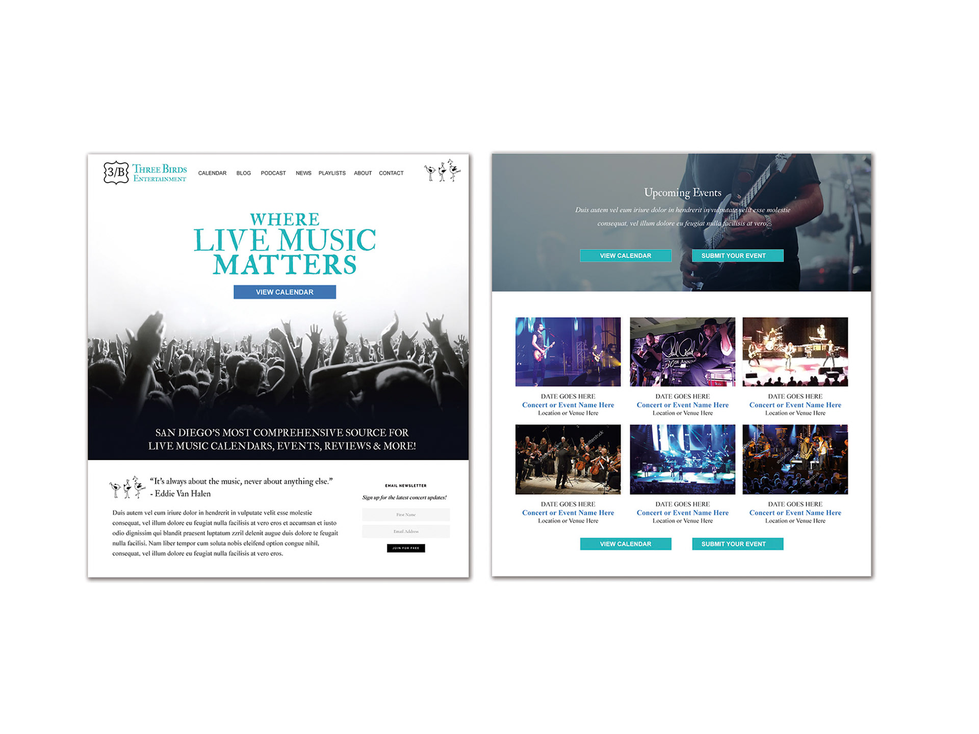 Website for Three Birds Music