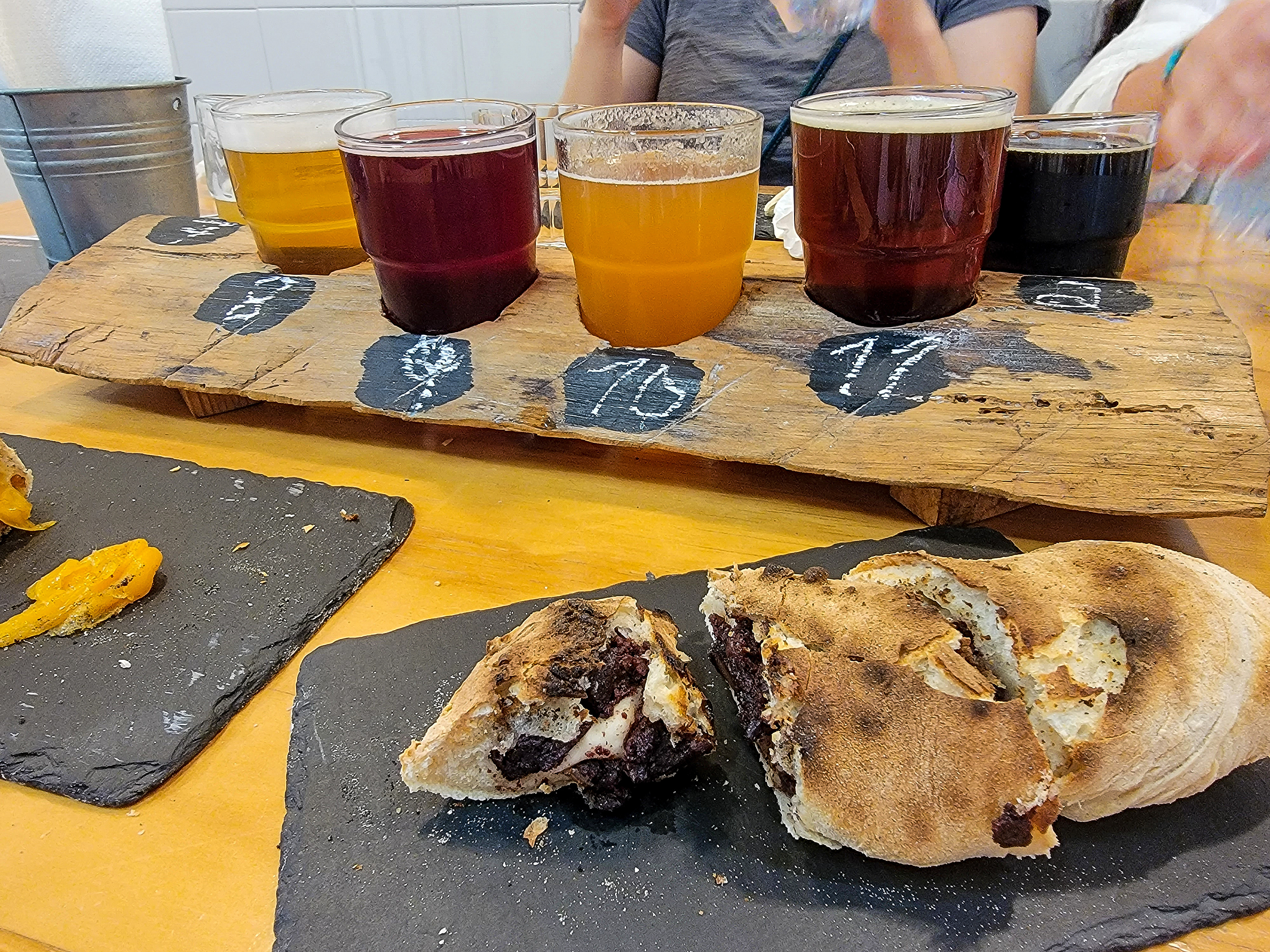 Flight At Villa Craft Beer & Bread .  One of Two We Shared. Earned The "Take It Easy" Badge on Untappd for 12 Beers In One Day!