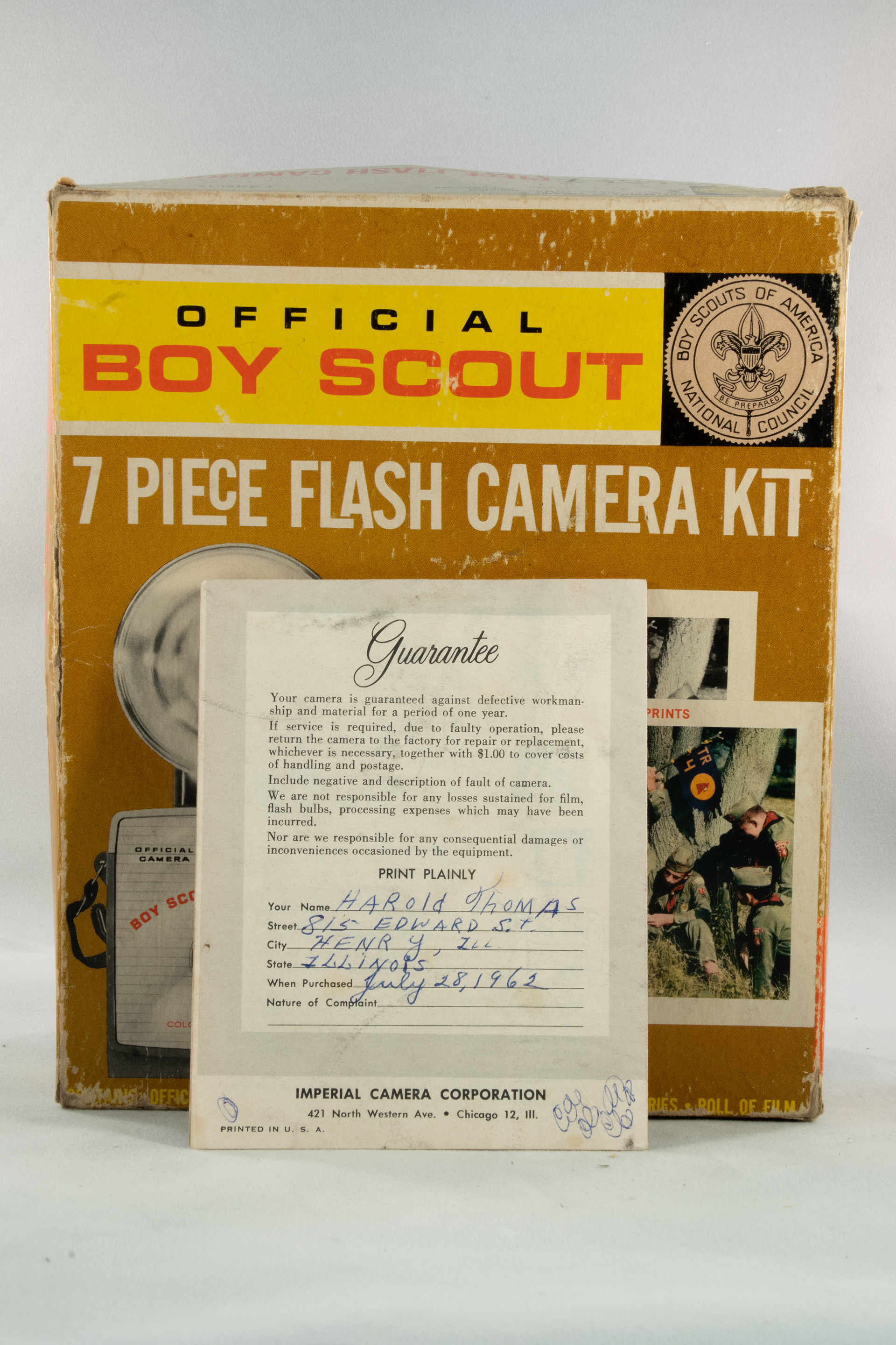 Warranty Card -  Registered to Harold Thomas, Henry, Illinois…July 28, 1962