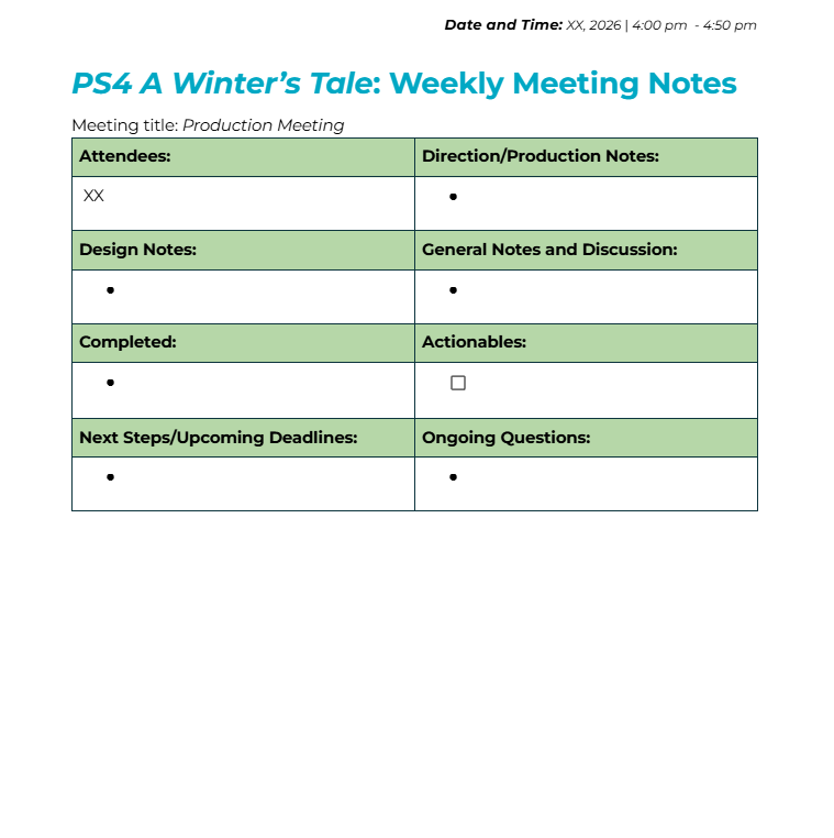 Meeting Notes, Sample
