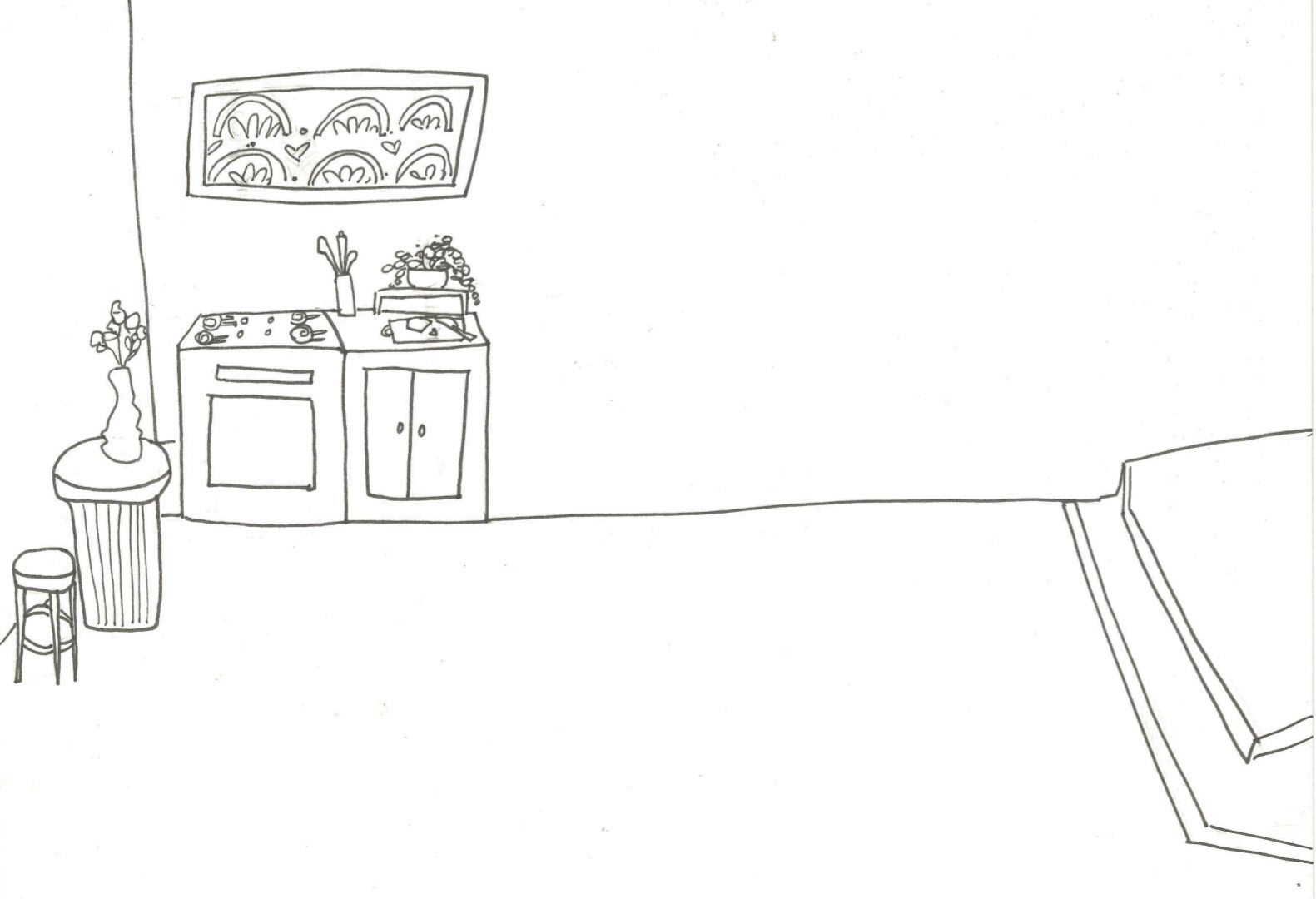 'Lime' - Set Design Sketch, Kitchen