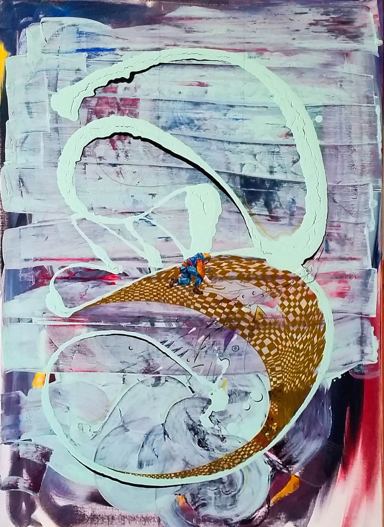 Svářeči, akryl a olej na plátně, 70x90 cm, 2018/ welders , acrylic and oil on canvas, 70x90cm, 2018