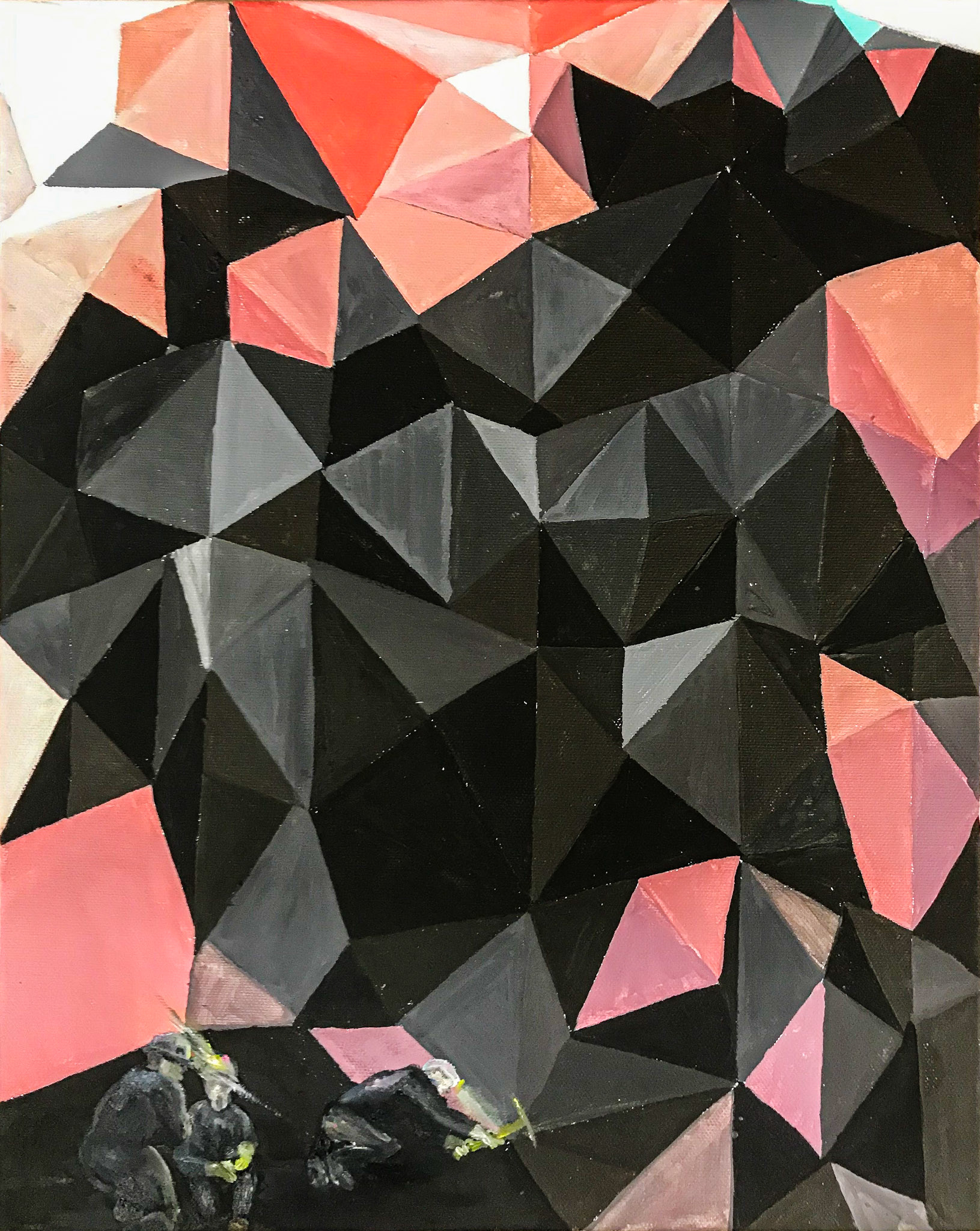 Těžaři umění , akryl a olej na plátně, 40x50cm, 2018/ art-mining, acrylic and oil on canvas, 30x50 cm, 2018