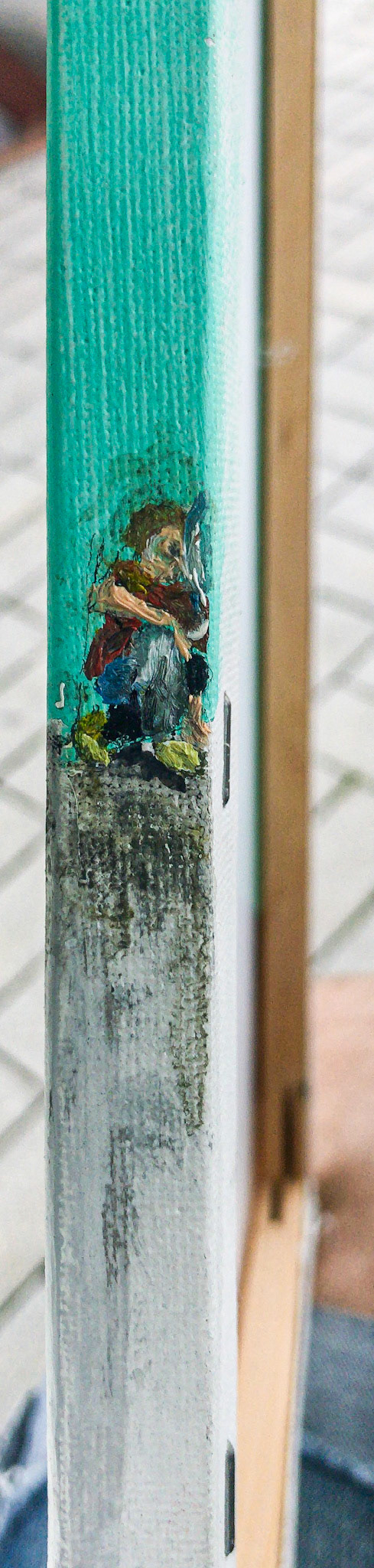 Kouřová přestávka - Kuba - bok , akryl a olej na plátně, 30x50 cm, 2018/ Smoke break - kuba - Side, acrylic and oil on canvas, 120 x 120 cm, 2018