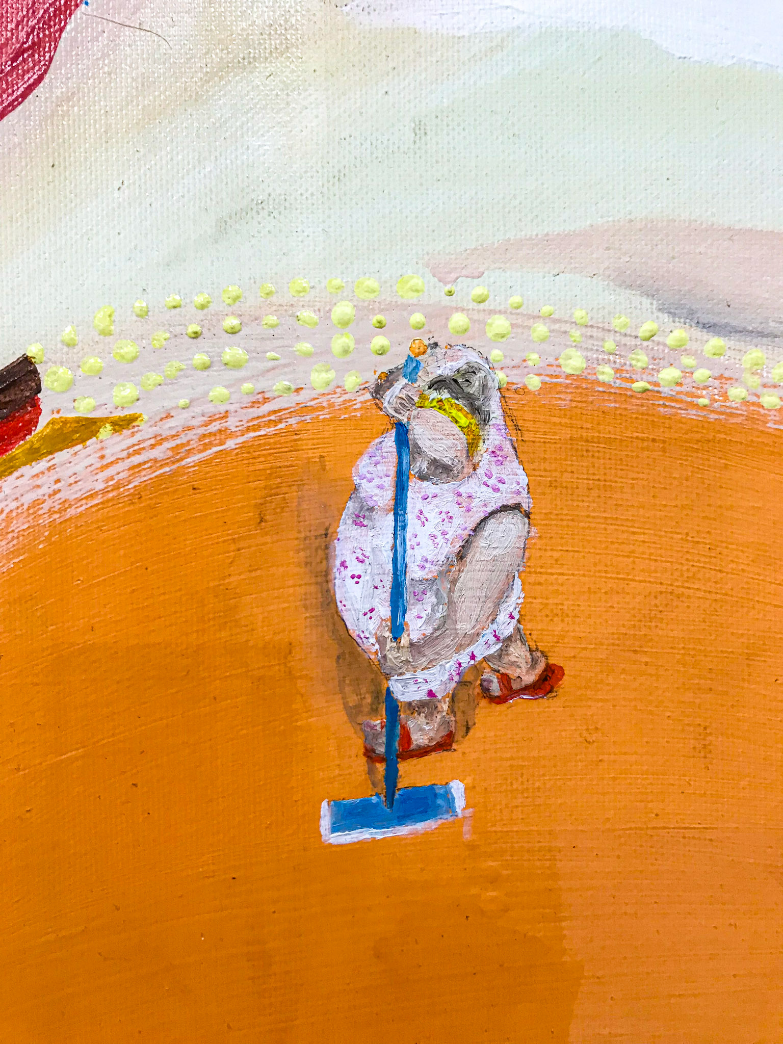 Marie ještě nemá ani půlku, akryl a olej na plátně, 120 X 120 cm, 2018/ Marie is not even half way done,acrylic and oil on canvas, 120 x 120 cm, 2018