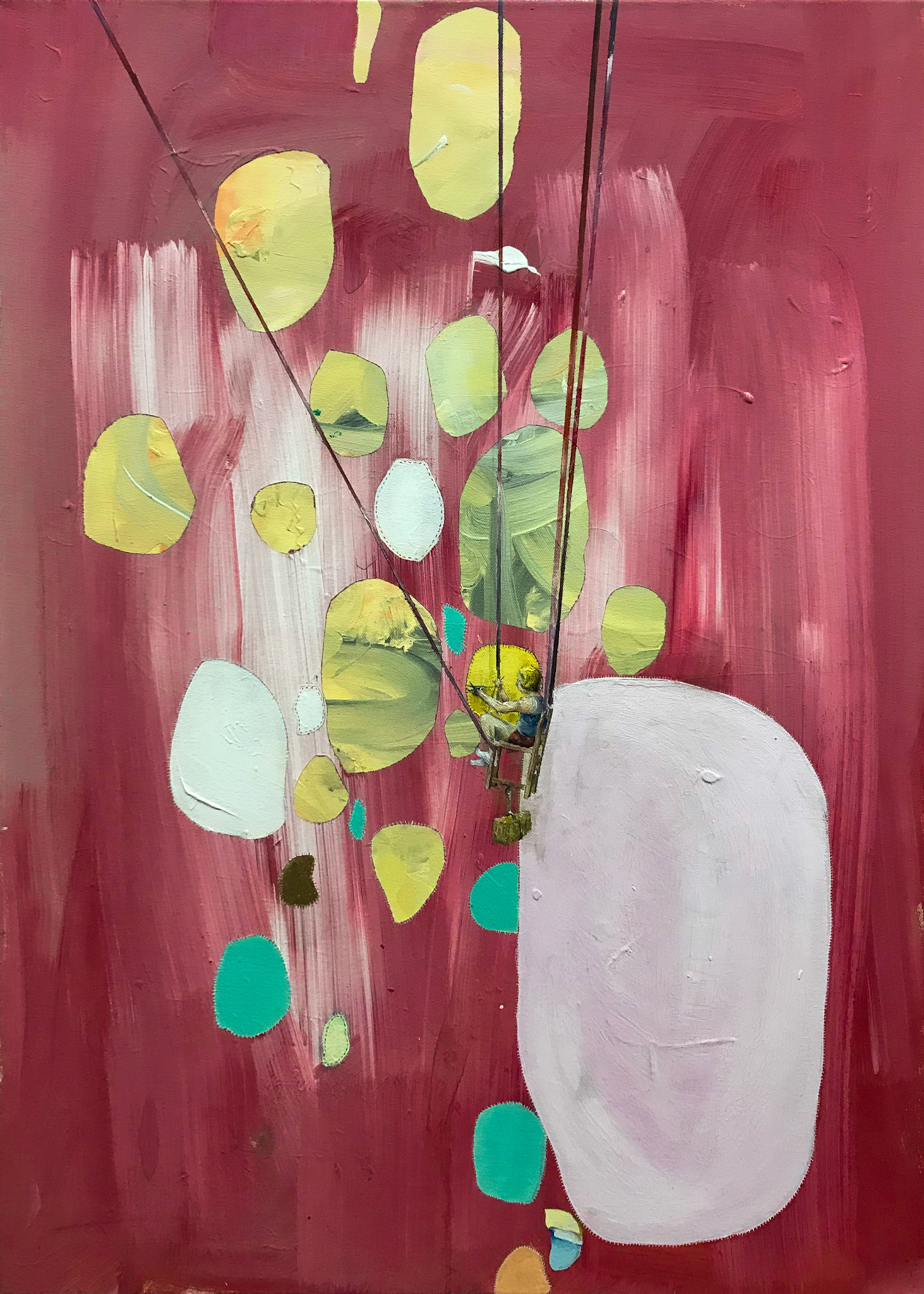 Su- švadlena, akryl a olej na plátně, 70 x 90 cm, 2018/ Su-dressmaker, acrylic and oil on canvas, 70 x 90 cm, 2018