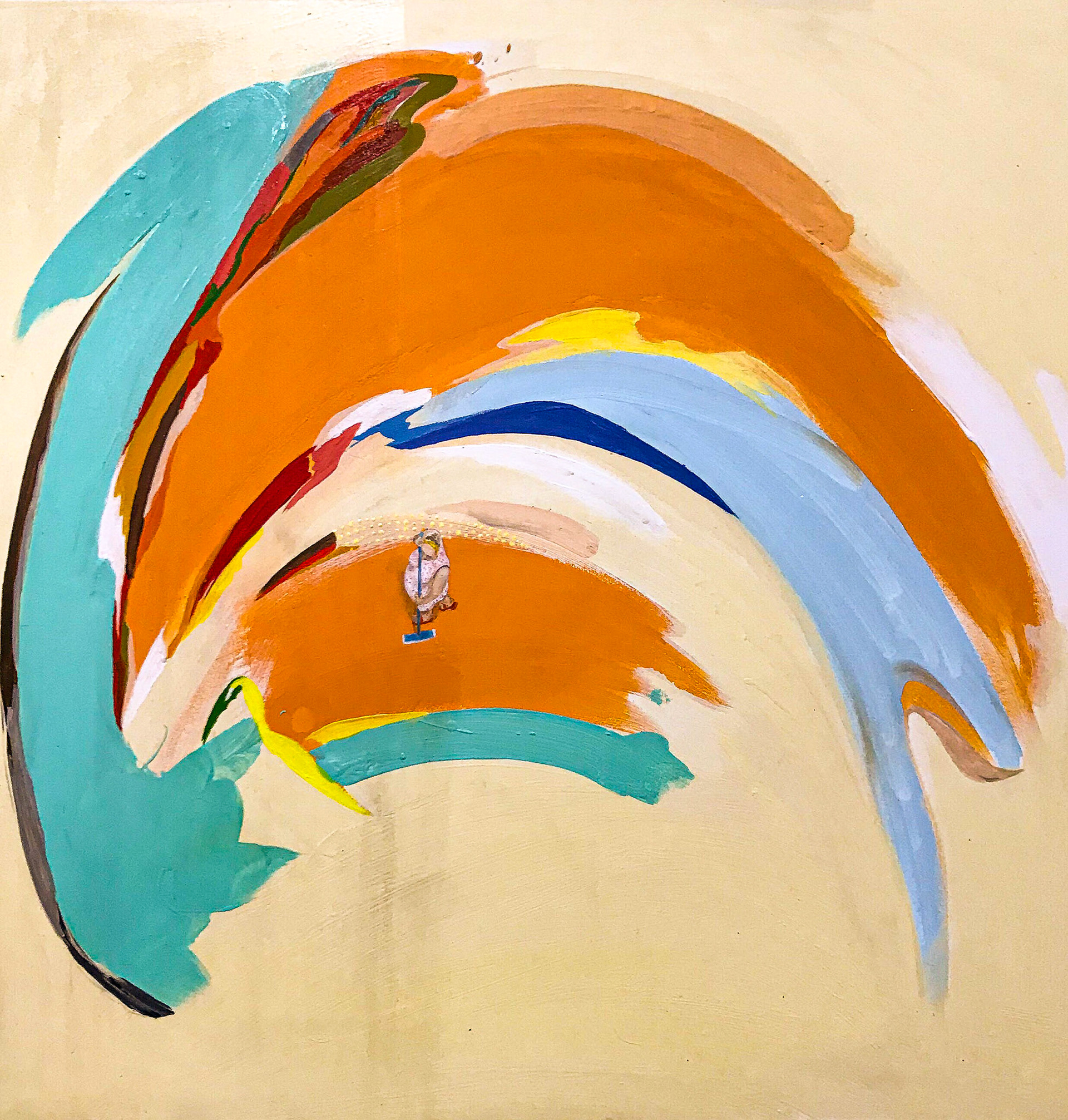Marie ještě nemá ani půlku, akryl a olej na plátně, 120 X 120 cm, 2018/ Marie is not even half way done, acrylic and oil on canvas, 120 x 120 cm, 2018