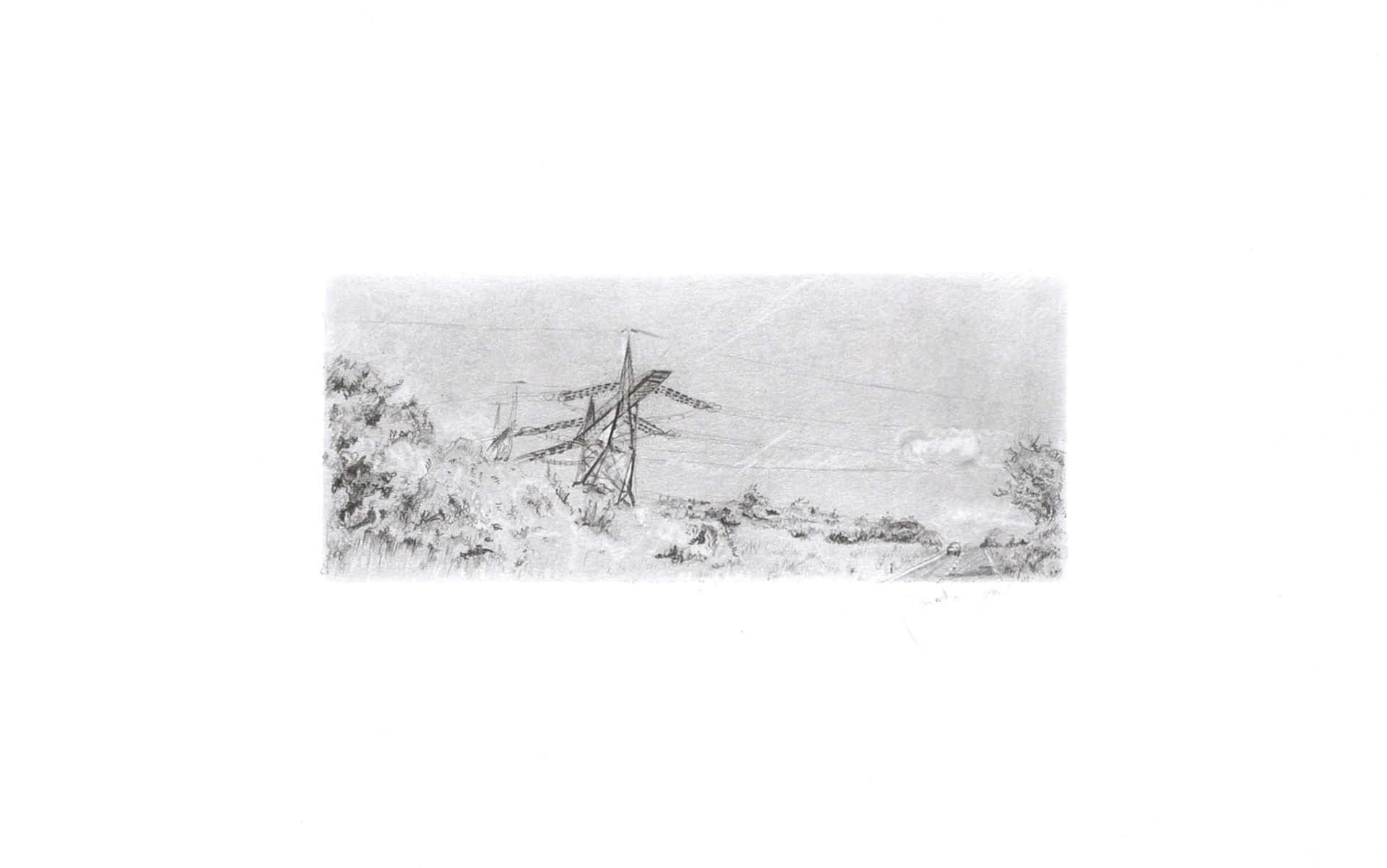 Rakovnicko, tužka na papíře, 21 x29,7 cm, 2018 / Rakovník region, pencil on paper, 21 x 29,7 cm, 2018