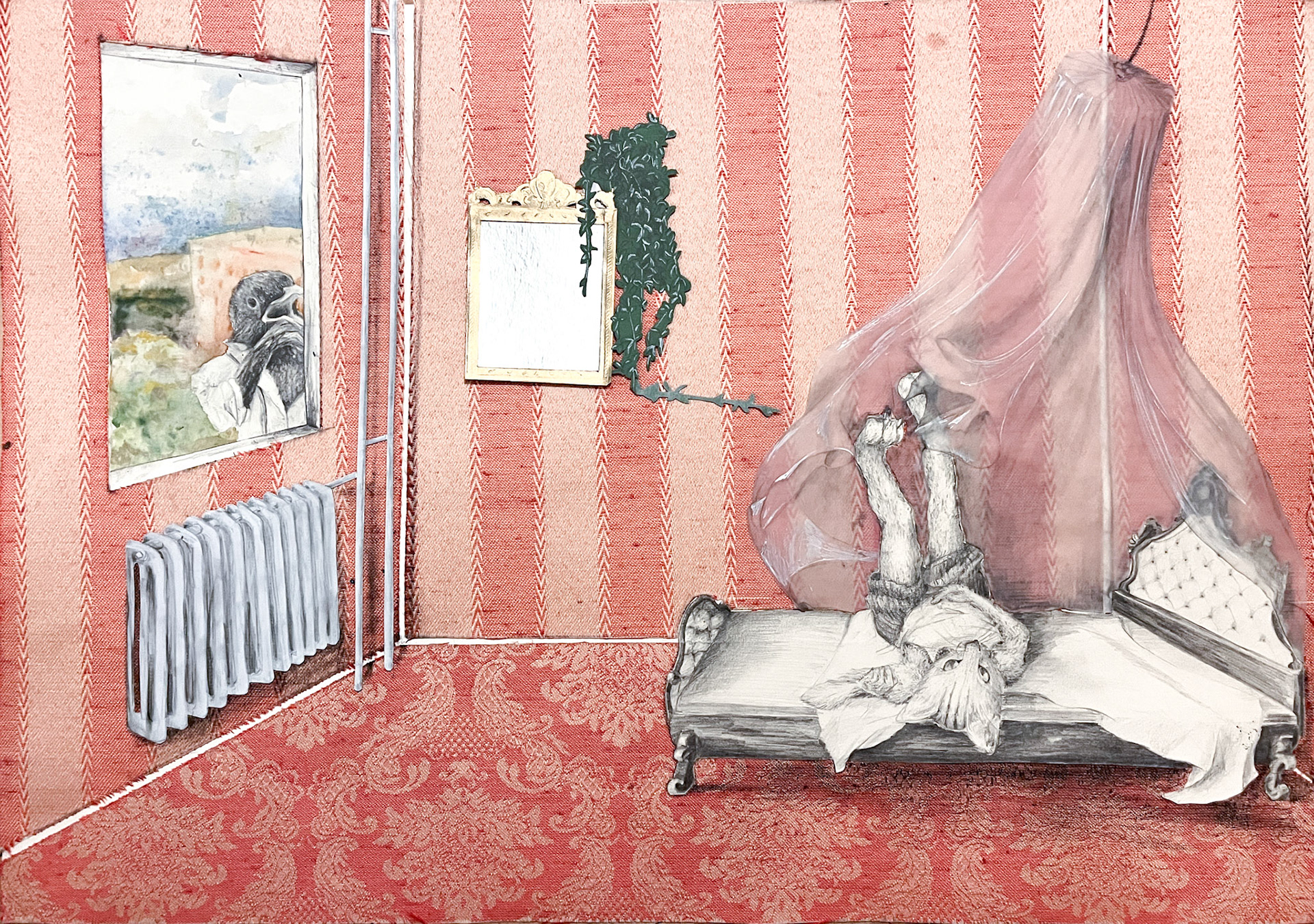 Ráno, tužka a koláž na papíře, 42 X 59,4 cm, 2022/ Morning, pencil and collage on paper, 42x59,4, 2022