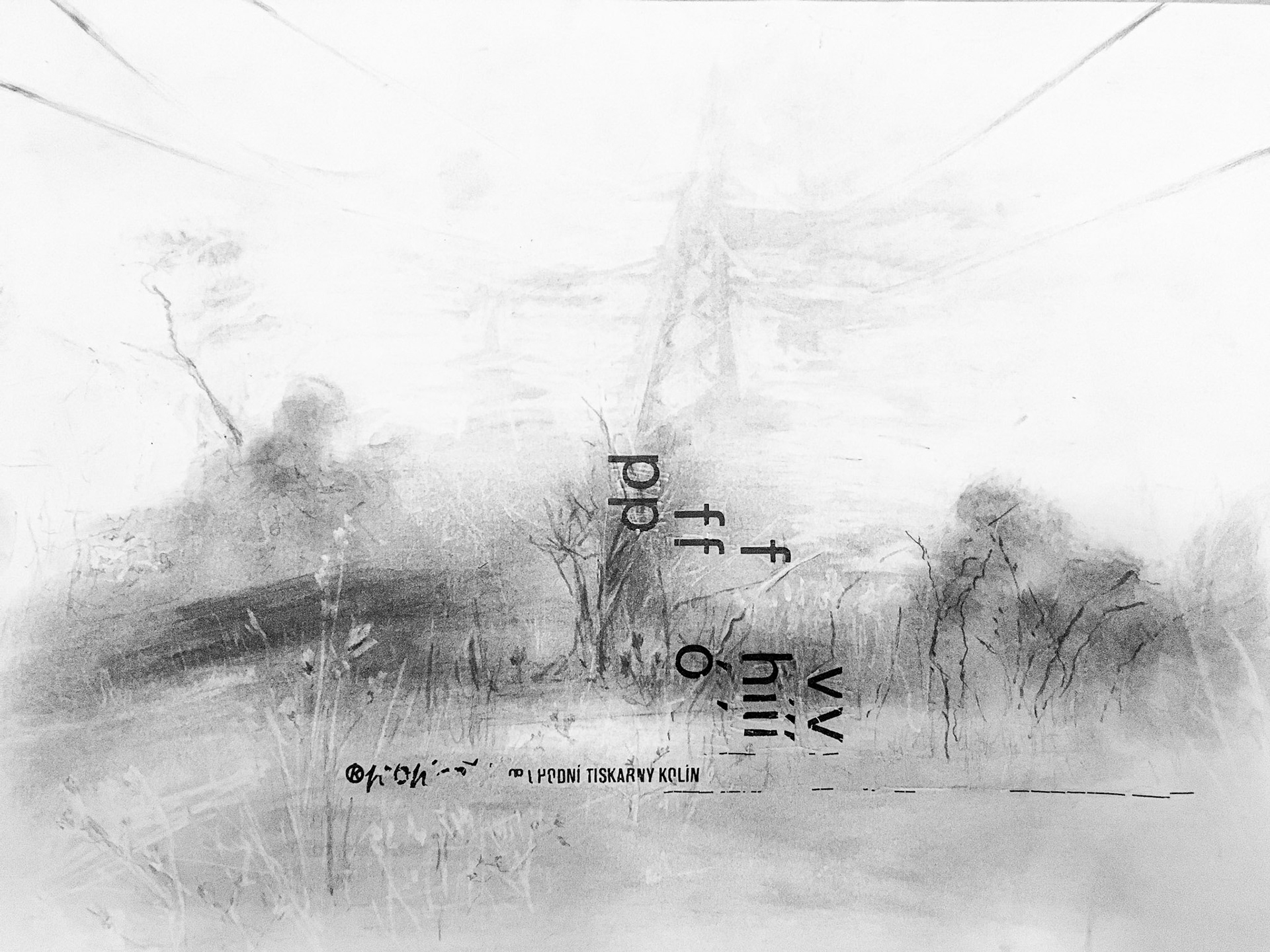 Signal , uhel na papíře, 29,7 x 42 cm, 2014/ signal, charcoal on paper, 42x59,4 cm, 2014